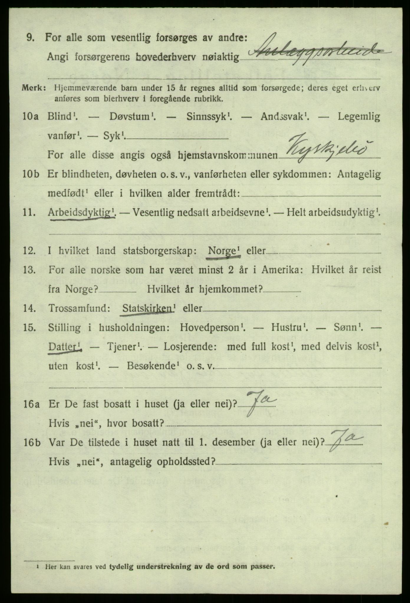 SAB, 1920 census for Kyrkjebø, 1920, p. 3460