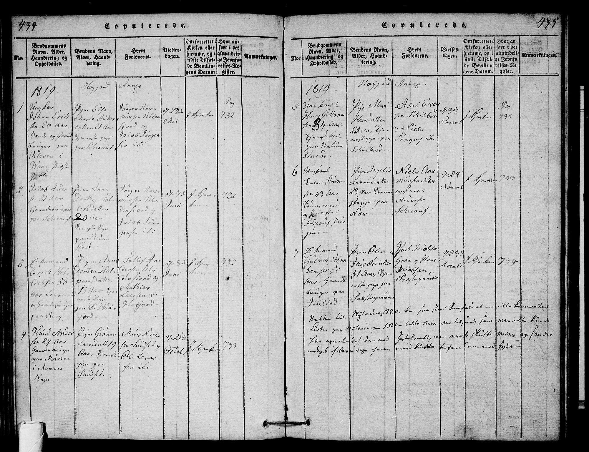 Andebu kirkebøker, AV/SAKO-A-336/G/Ga/L0001: Parish register (copy) no. I 1 /2, 1815-1823, p. 434-435