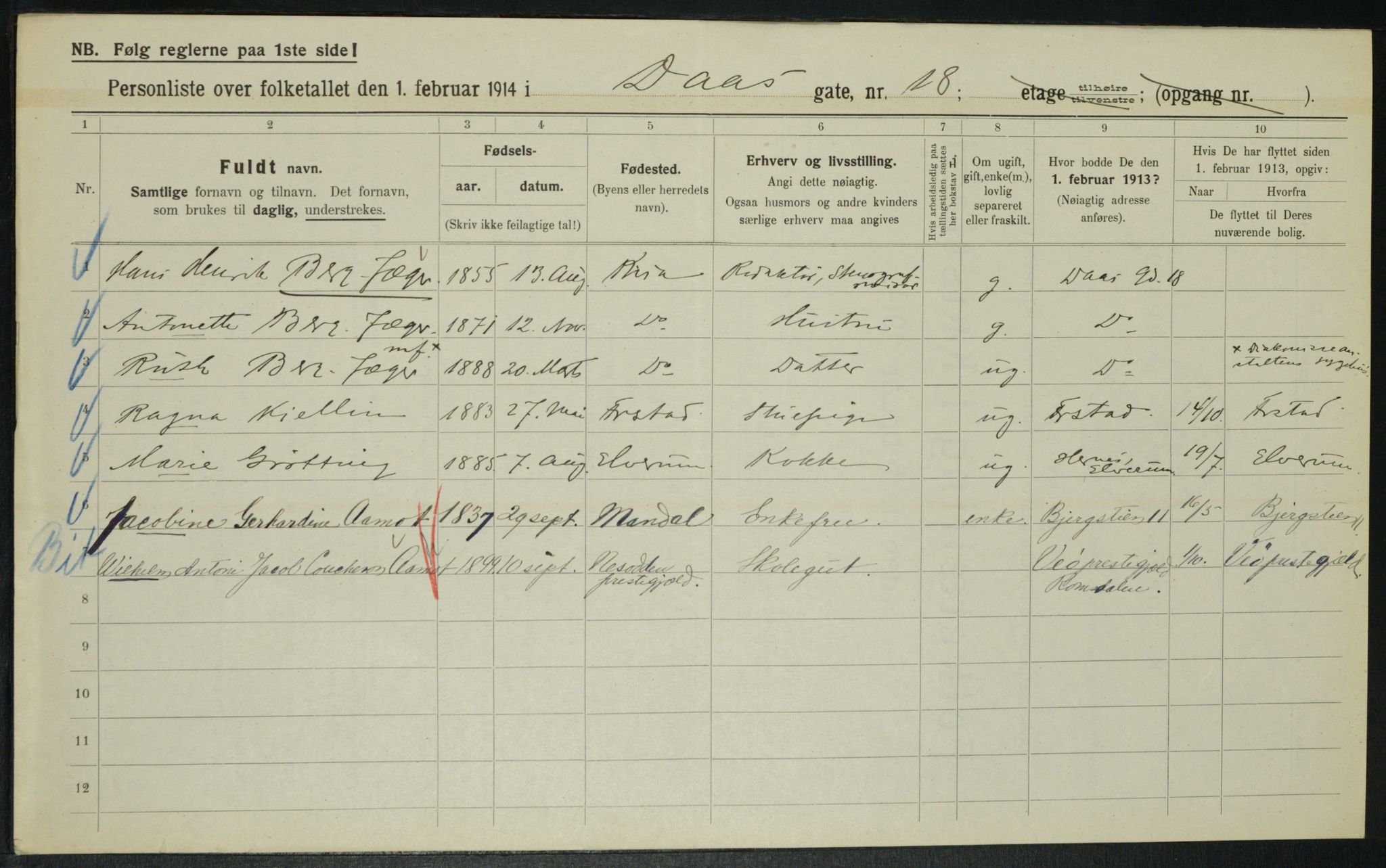 OBA, Municipal Census 1914 for Kristiania, 1914, p. 18210