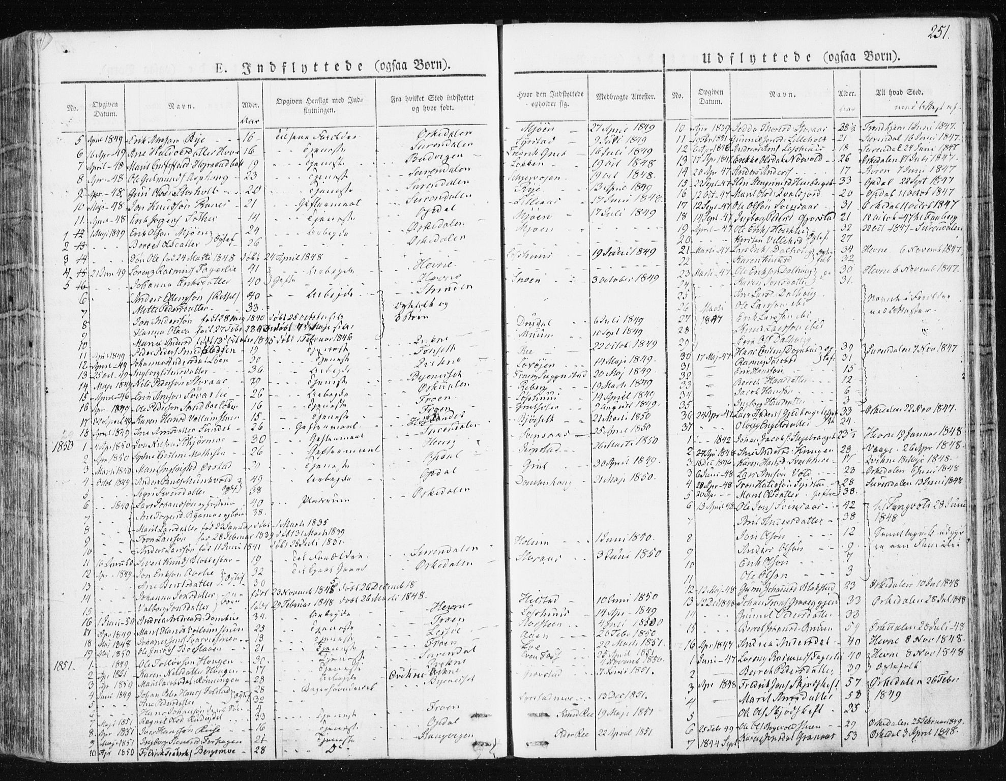 Ministerialprotokoller, klokkerbøker og fødselsregistre - Sør-Trøndelag, SAT/A-1456/672/L0855: Parish register (official) no. 672A07, 1829-1860, p. 251