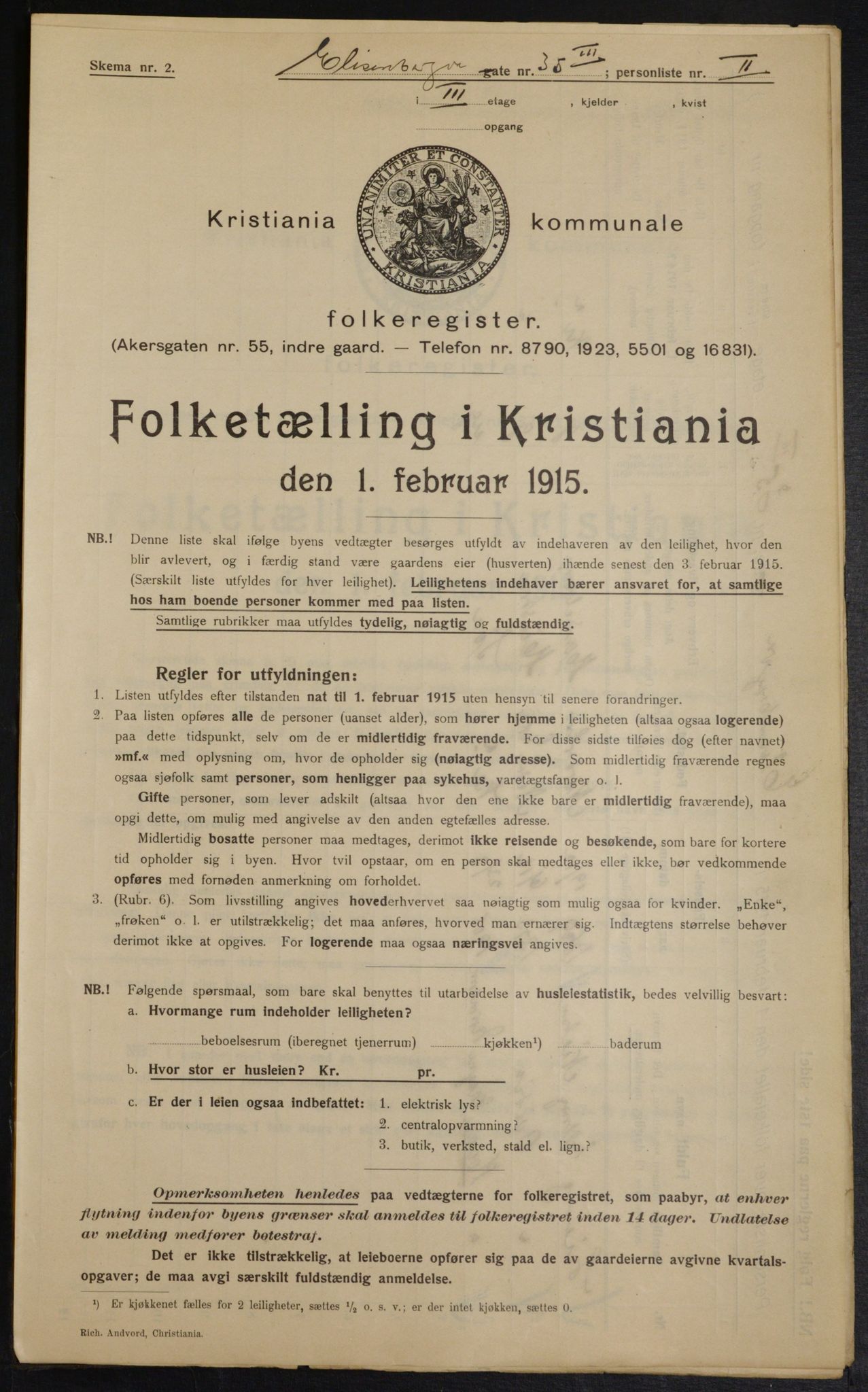 OBA, Municipal Census 1915 for Kristiania, 1915, p. 20417