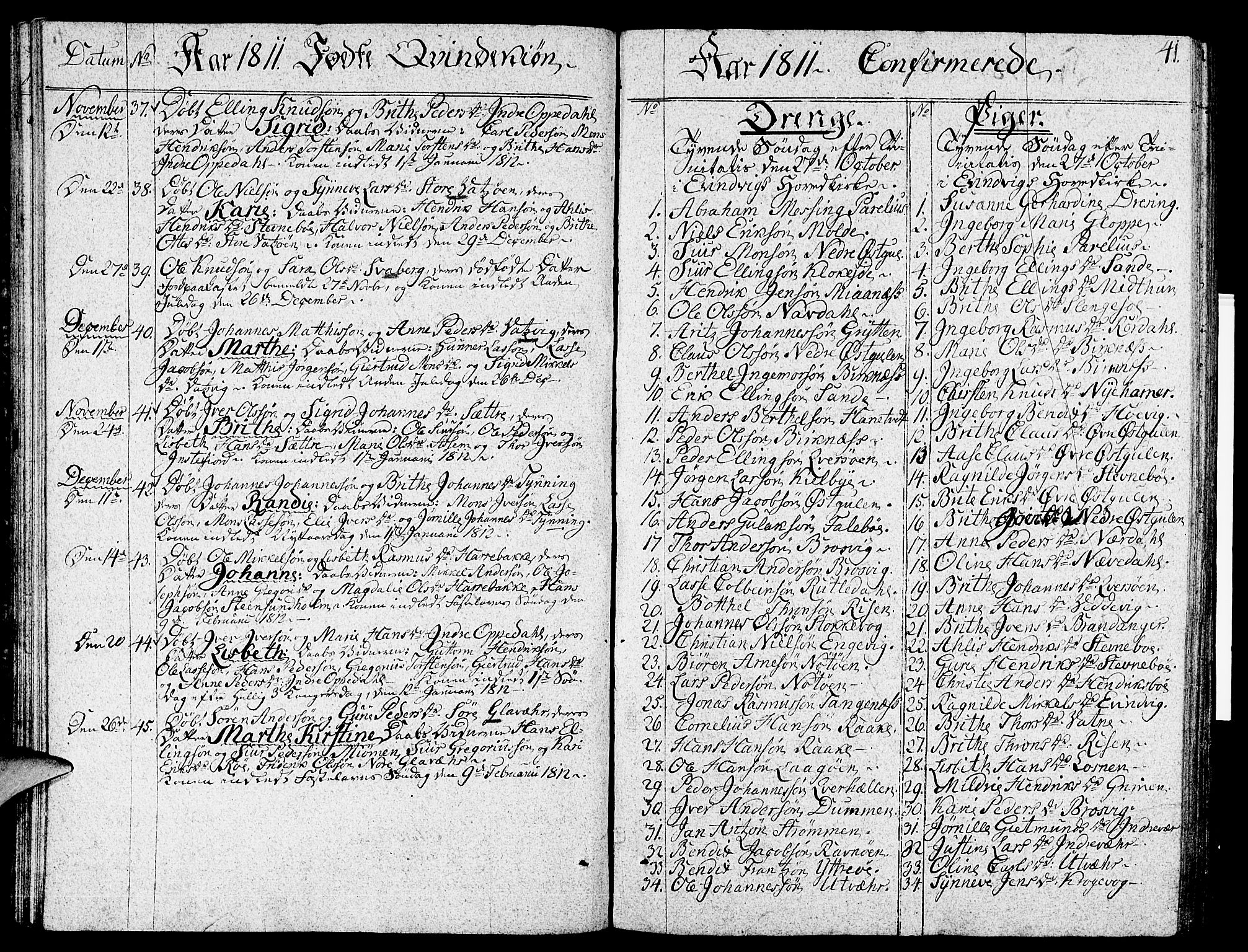 Gulen sokneprestembete, SAB/A-80201/H/Haa/Haaa/L0017: Parish register (official) no. A 17, 1809-1825, p. 41