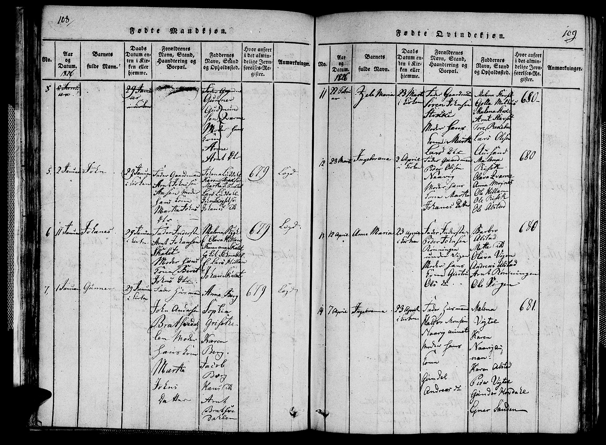 Ministerialprotokoller, klokkerbøker og fødselsregistre - Nord-Trøndelag, SAT/A-1458/713/L0124: Parish register (copy) no. 713C01, 1817-1827, p. 108-109