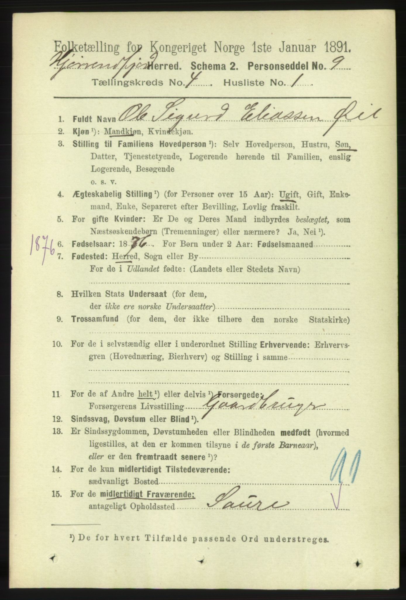 RA, 1891 census for 1522 Hjørundfjord, 1891, p. 675