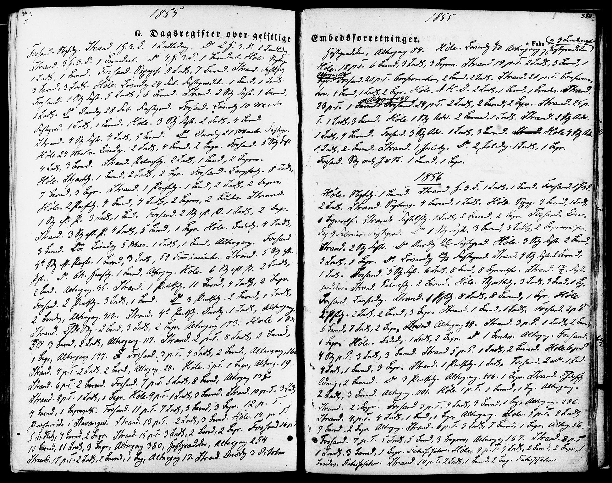 Strand sokneprestkontor, SAST/A-101828/H/Ha/Haa/L0007: Parish register (official) no. A 7, 1855-1881, p. 390
