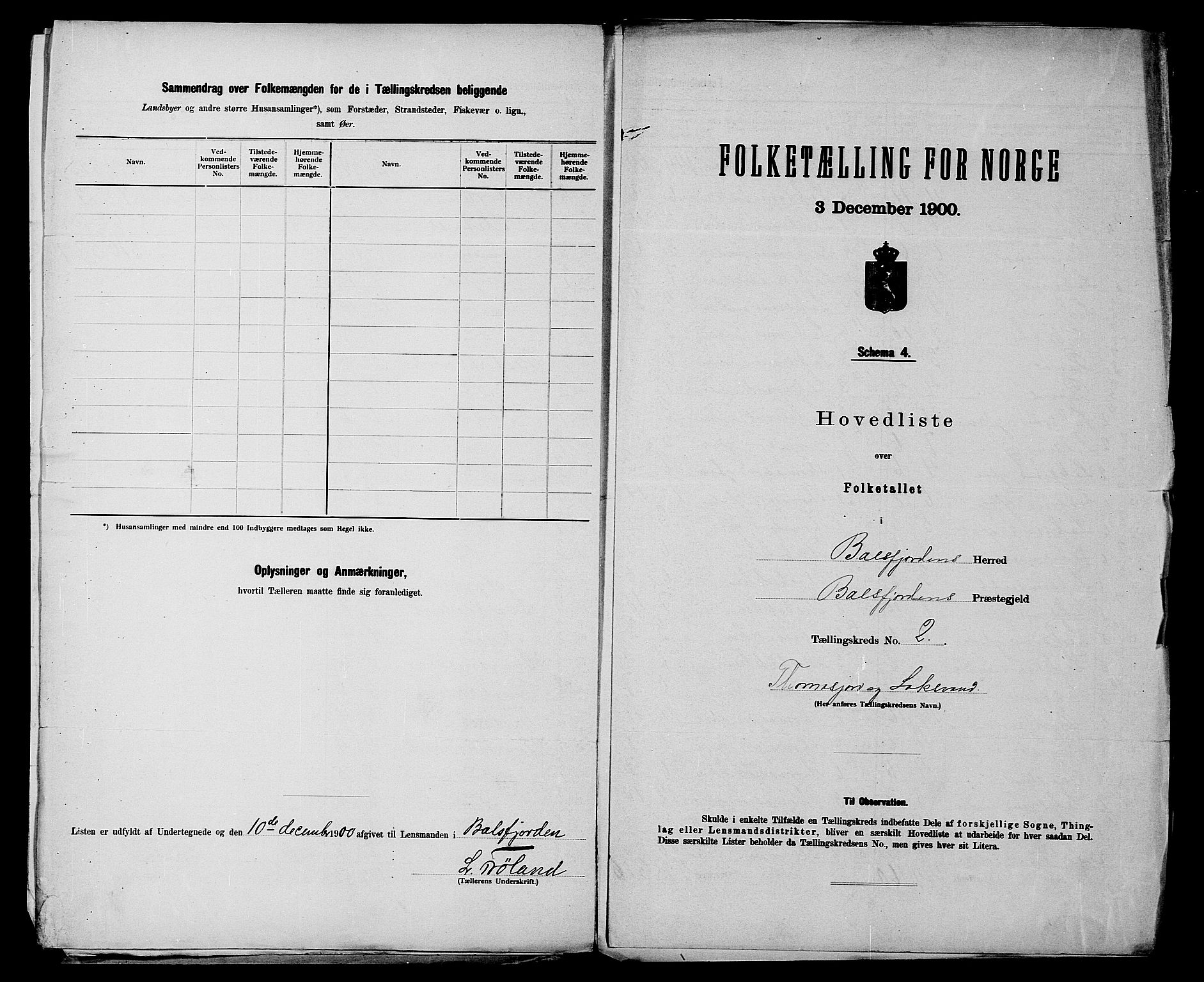 SATØ, 1900 census for Balsfjord, 1900, p. 6