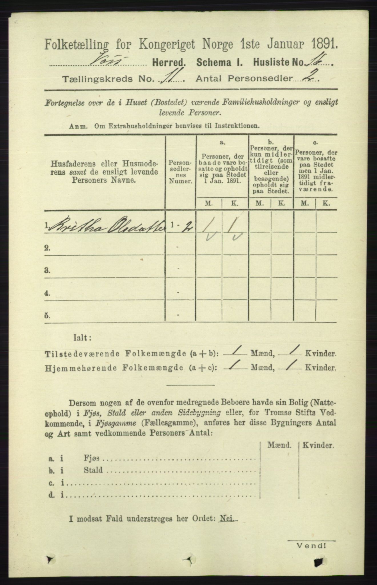 RA, 1891 census for 1235 Voss, 1891, p. 5740