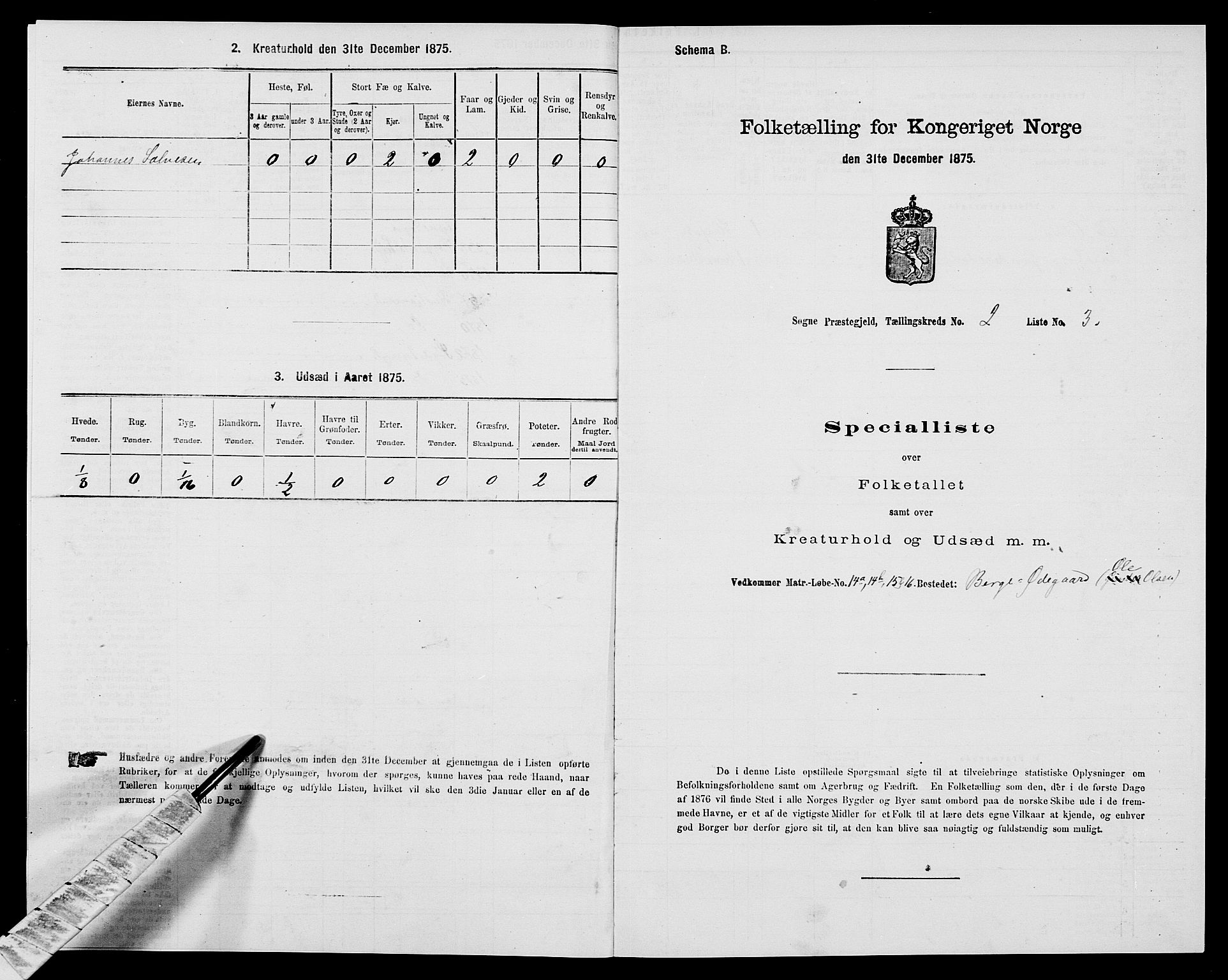 SAK, 1875 census for 1018P Søgne, 1875, p. 202