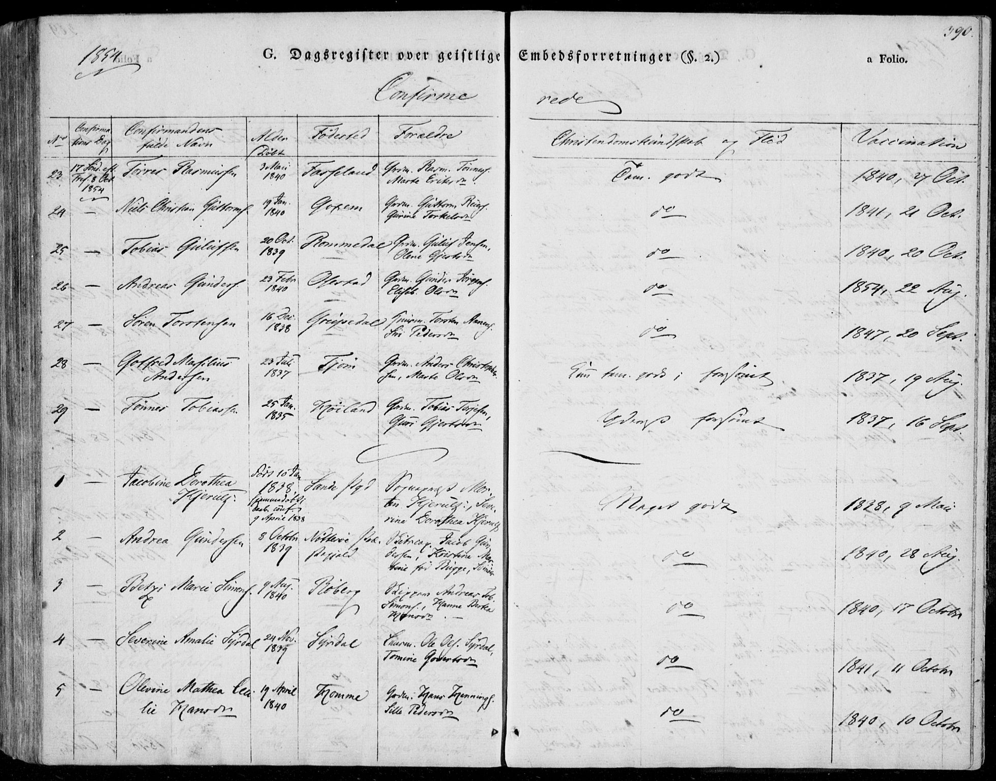 Sør-Audnedal sokneprestkontor, AV/SAK-1111-0039/F/Fa/Fab/L0006: Parish register (official) no. A 6, 1829-1855, p. 390