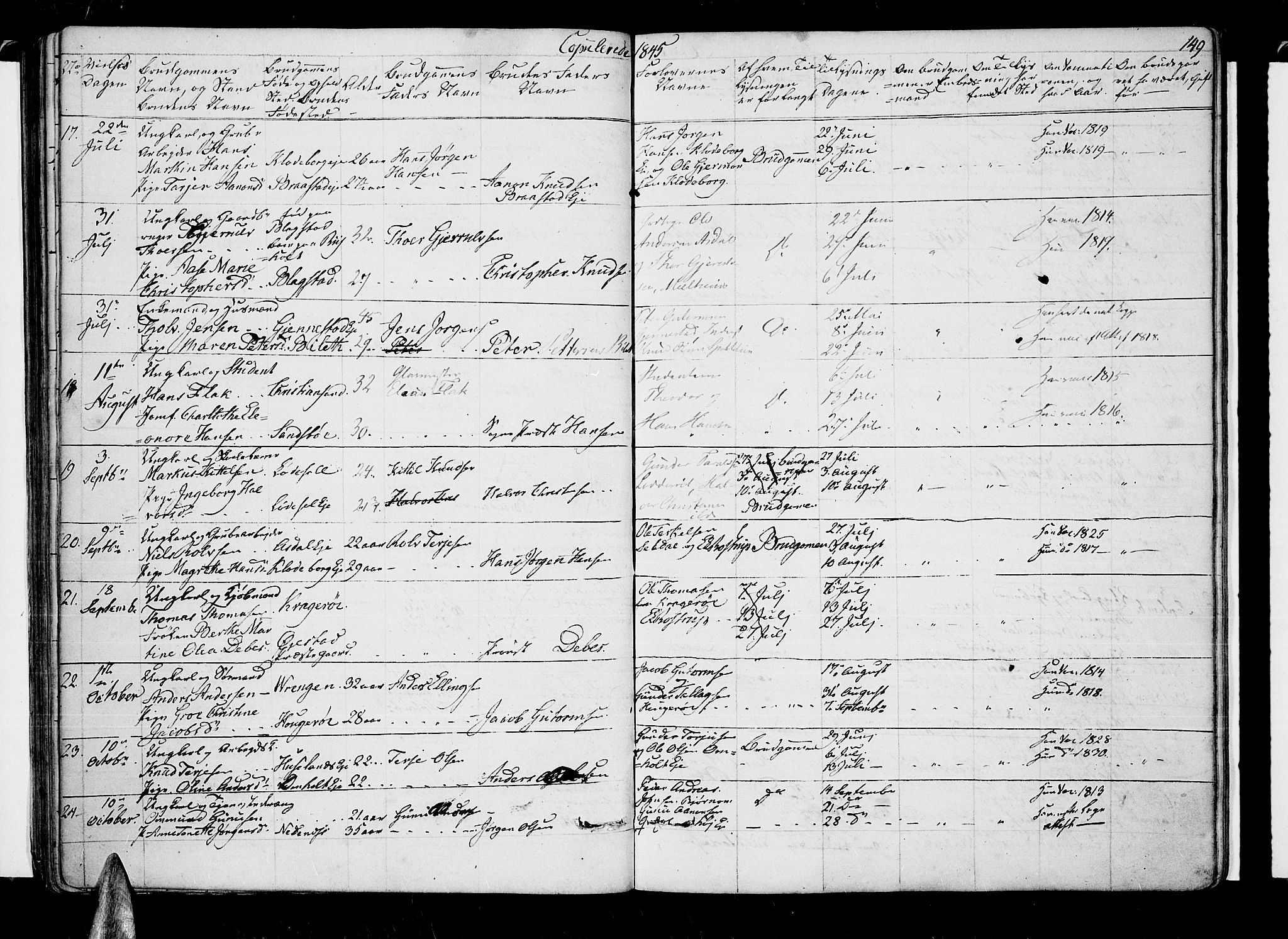 Øyestad sokneprestkontor, AV/SAK-1111-0049/F/Fb/L0006: Parish register (copy) no. B 6, 1843-1854, p. 149