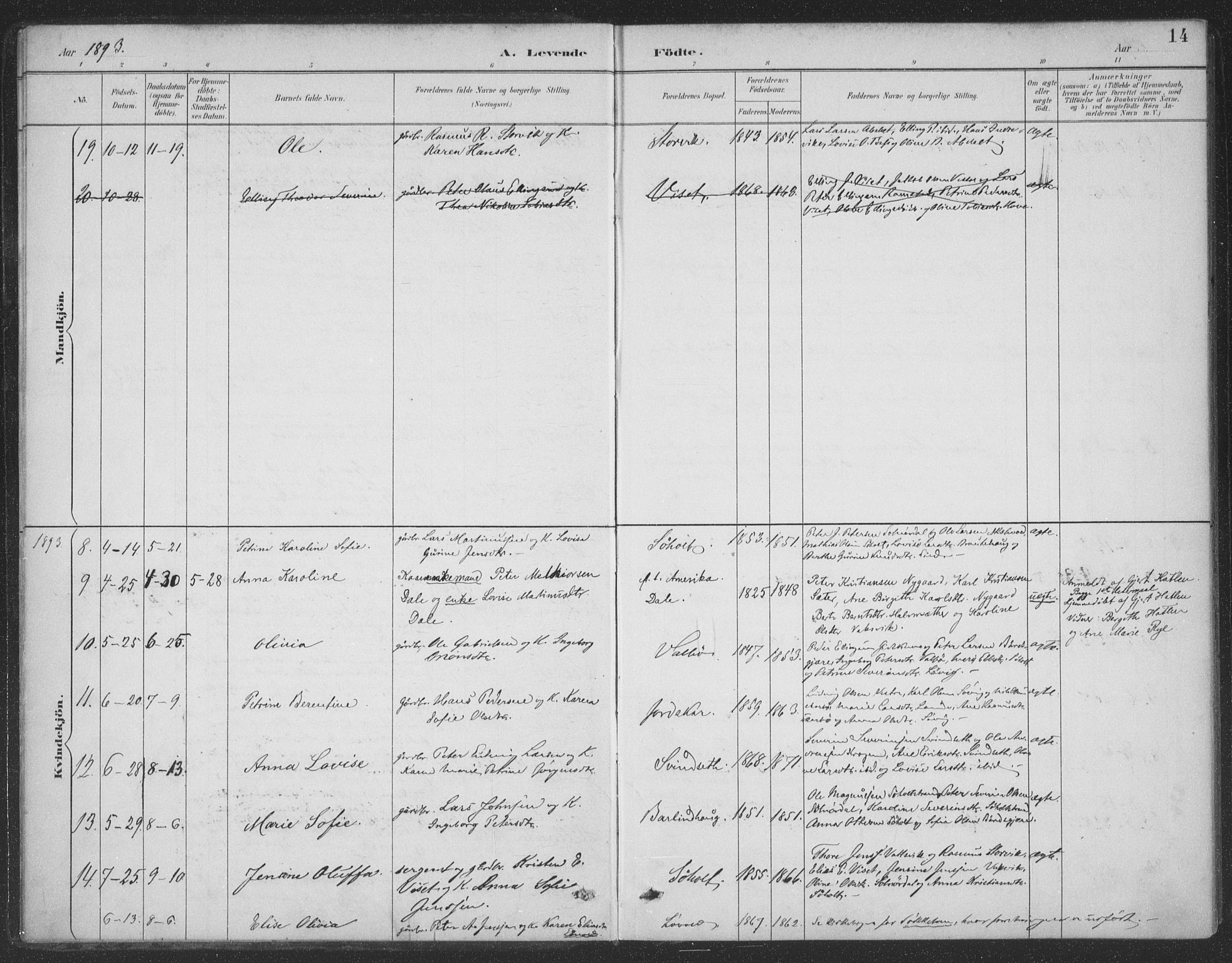 Ministerialprotokoller, klokkerbøker og fødselsregistre - Møre og Romsdal, AV/SAT-A-1454/522/L0316: Parish register (official) no. 522A11, 1890-1911, p. 14