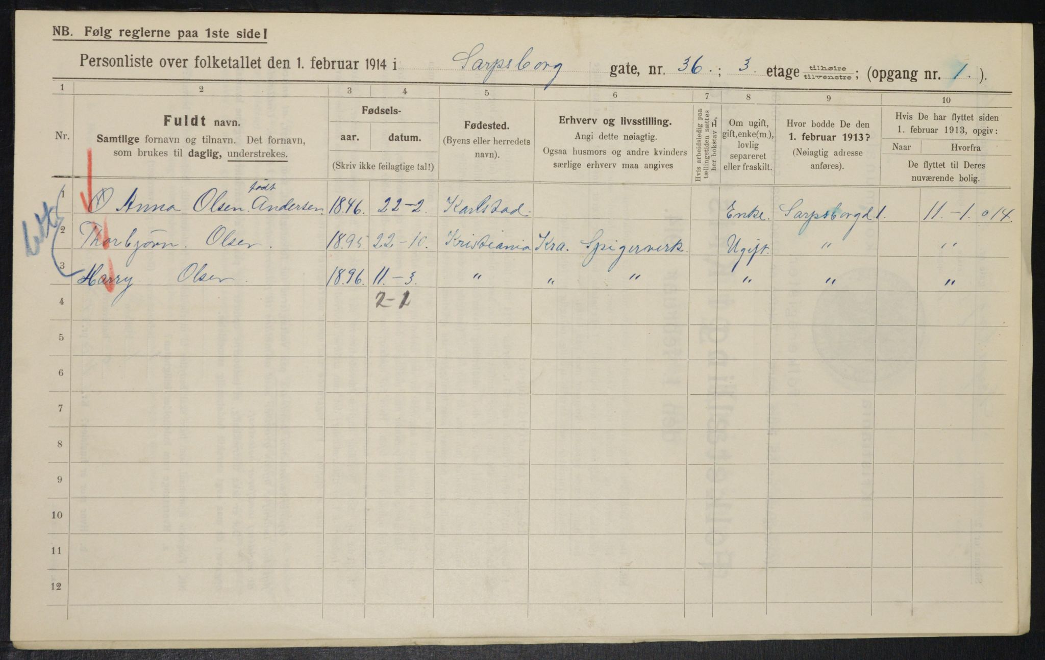 OBA, Municipal Census 1914 for Kristiania, 1914, p. 89027