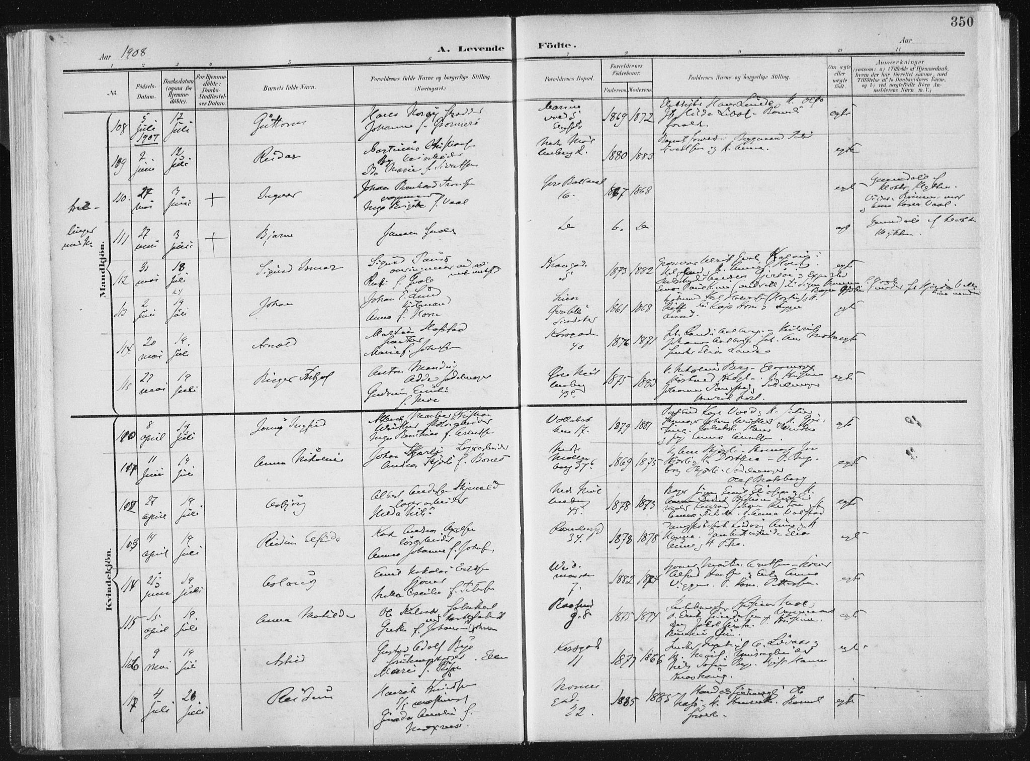 Ministerialprotokoller, klokkerbøker og fødselsregistre - Sør-Trøndelag, AV/SAT-A-1456/604/L0200: Parish register (official) no. 604A20II, 1901-1908, p. 350