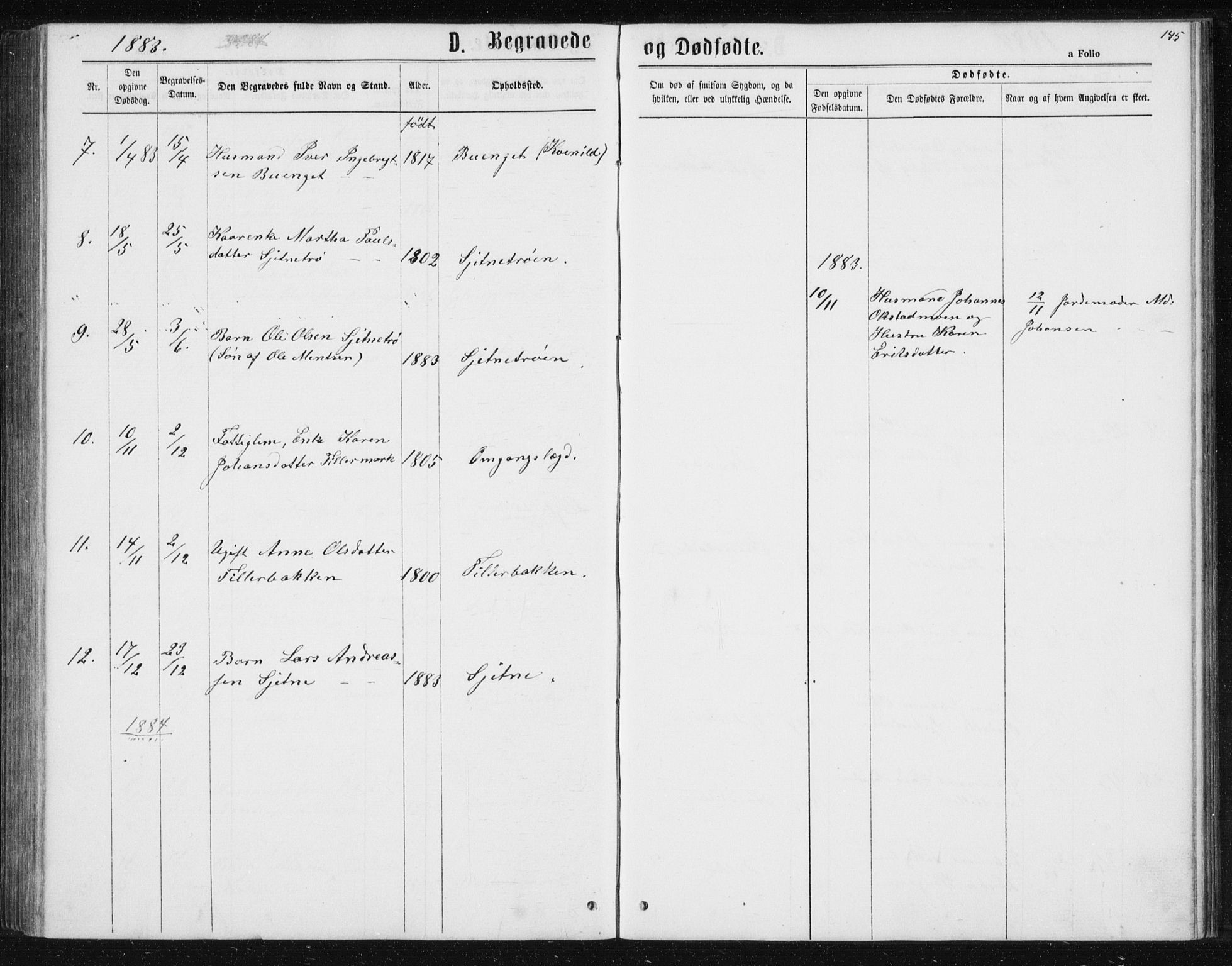 Ministerialprotokoller, klokkerbøker og fødselsregistre - Sør-Trøndelag, SAT/A-1456/621/L0459: Parish register (copy) no. 621C02, 1866-1895, p. 145