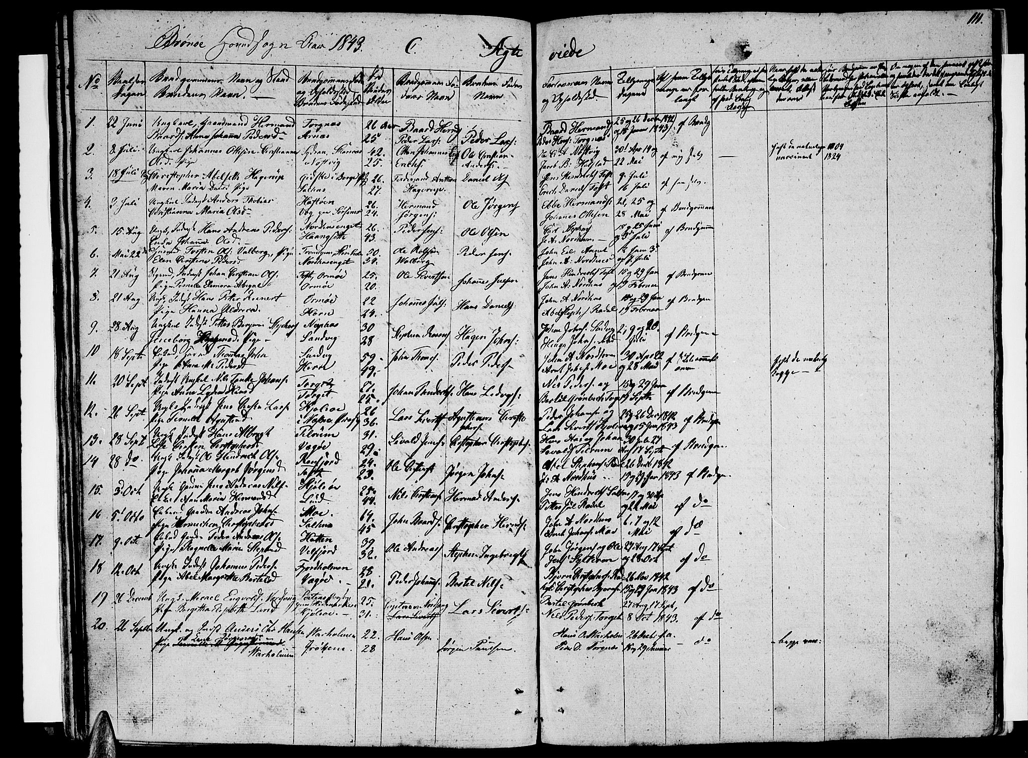 Ministerialprotokoller, klokkerbøker og fødselsregistre - Nordland, SAT/A-1459/813/L0211: Parish register (copy) no. 813C03, 1842-1863, p. 111