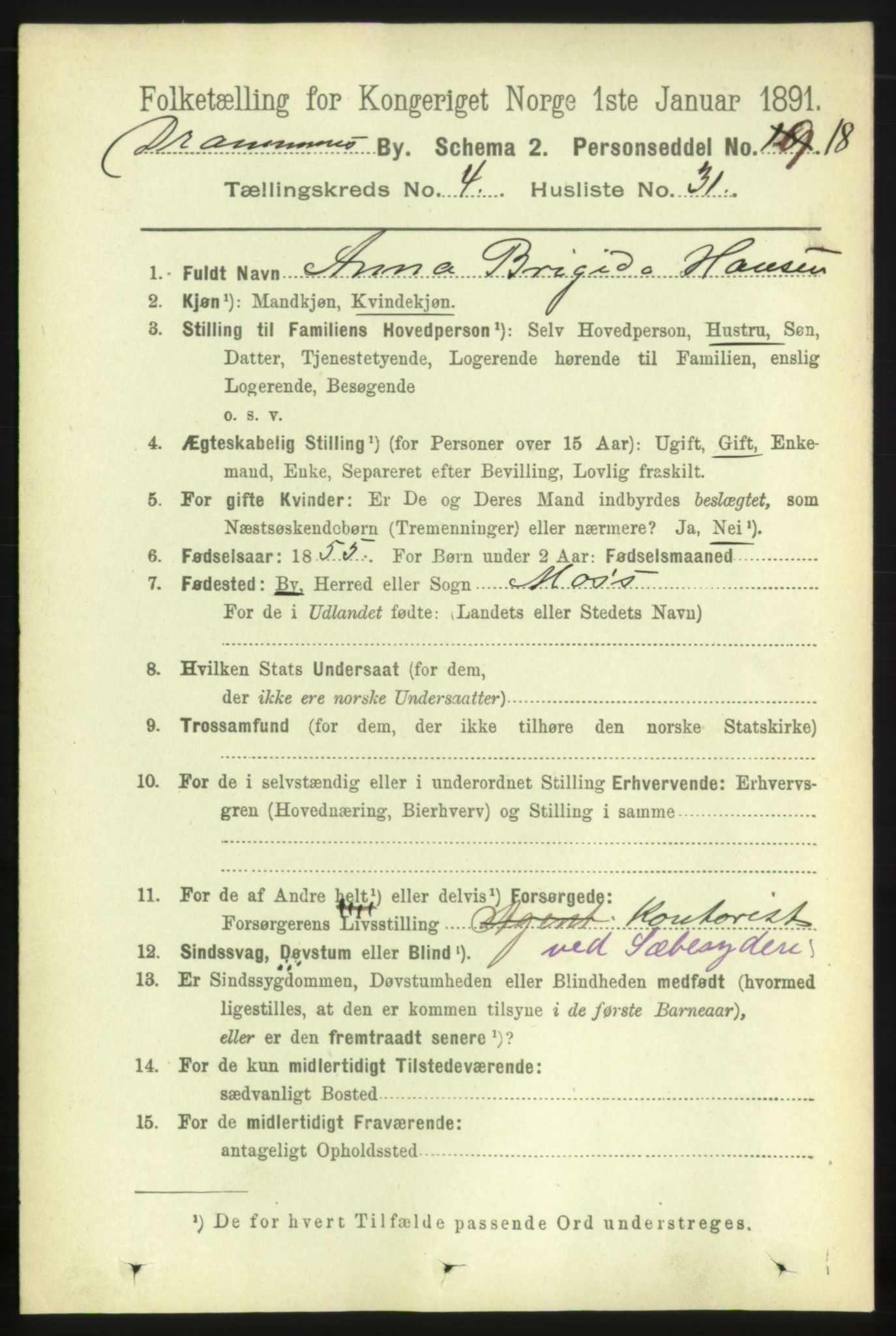 RA, 1891 census for 0602 Drammen, 1891, p. 5678