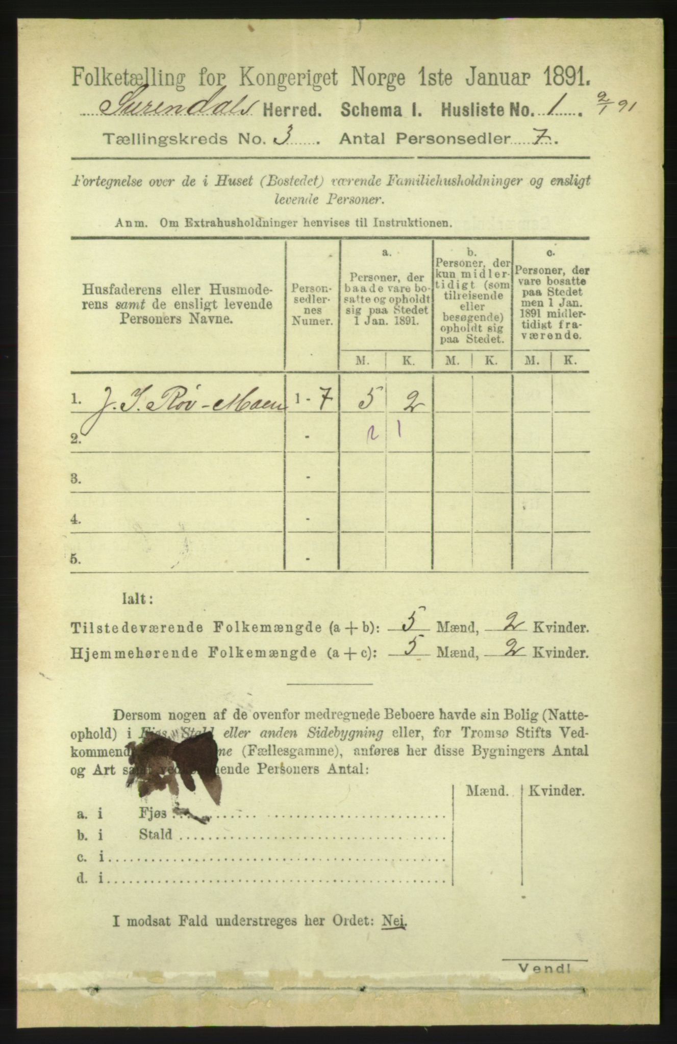 RA, 1891 census for 1566 Surnadal, 1891, p. 745