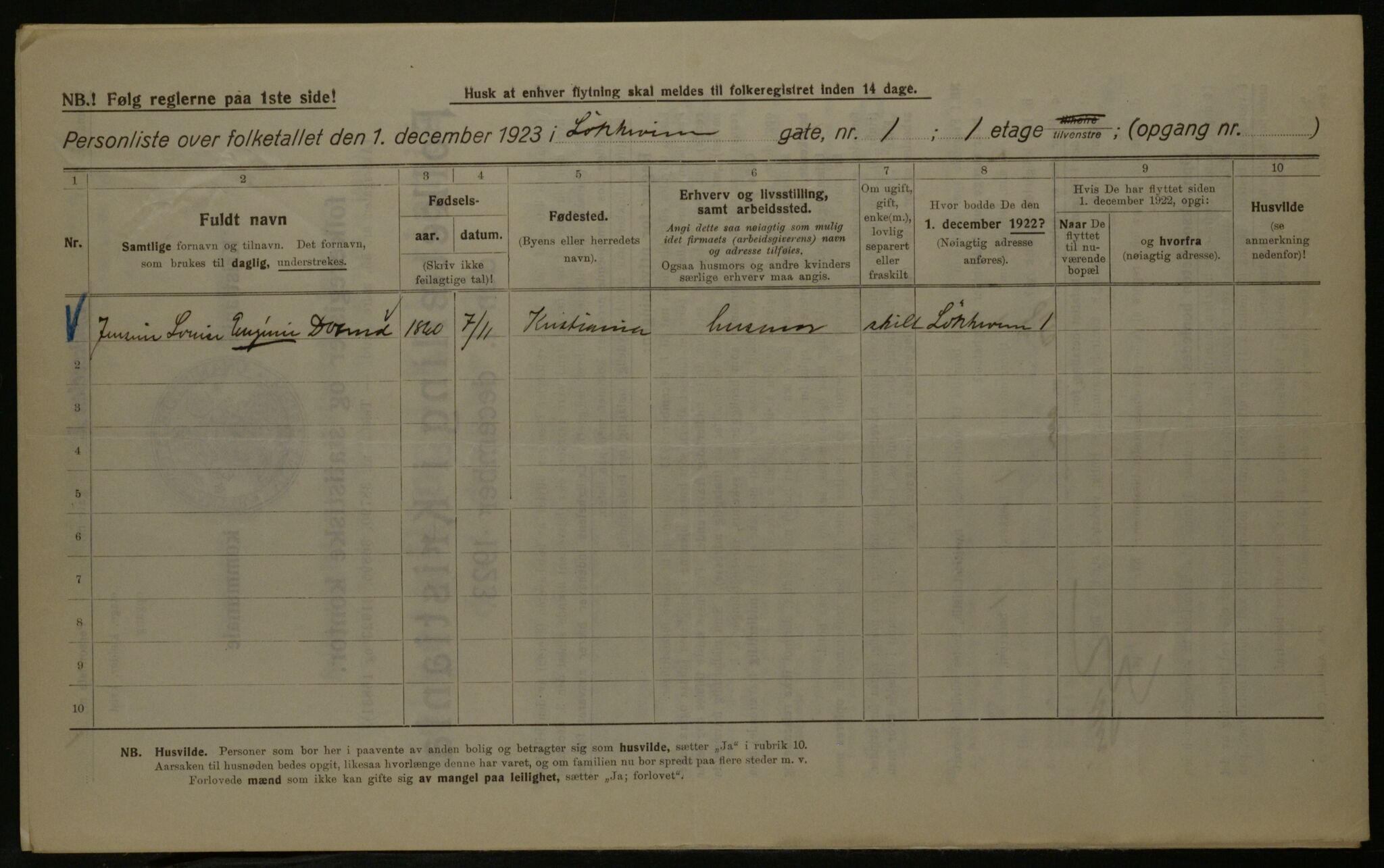 OBA, Municipal Census 1923 for Kristiania, 1923, p. 65213