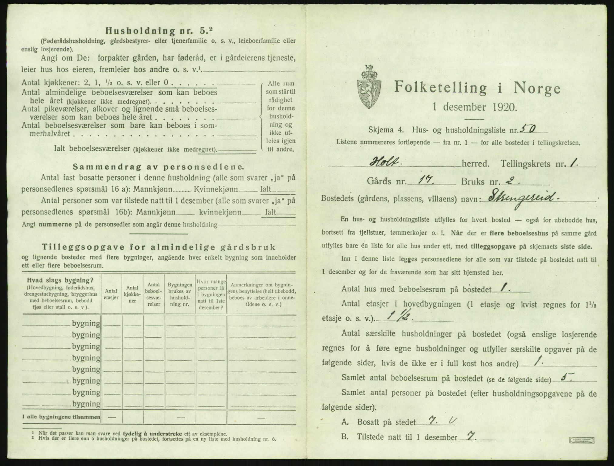 SAK, 1920 census for Holt, 1920, p. 156