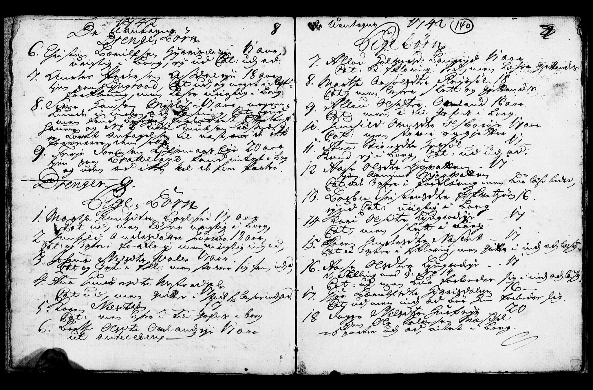 Froland sokneprestkontor, AV/SAK-1111-0013/F/Fb/L0001: Parish register (copy) no. B 1, 1742-1745, p. 8-9