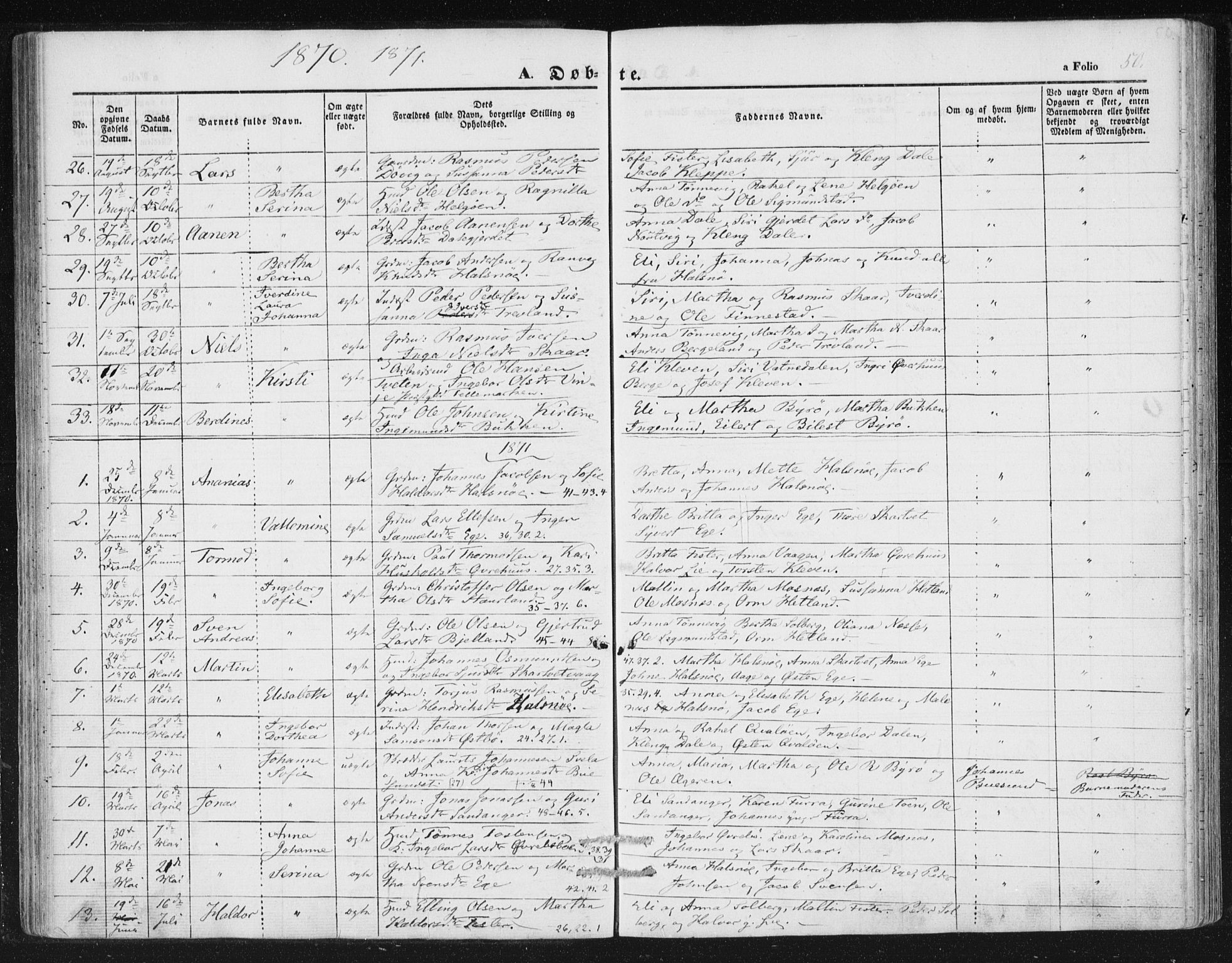 Hjelmeland sokneprestkontor, SAST/A-101843/01/IV/L0010: Parish register (official) no. A 10, 1851-1871, p. 50