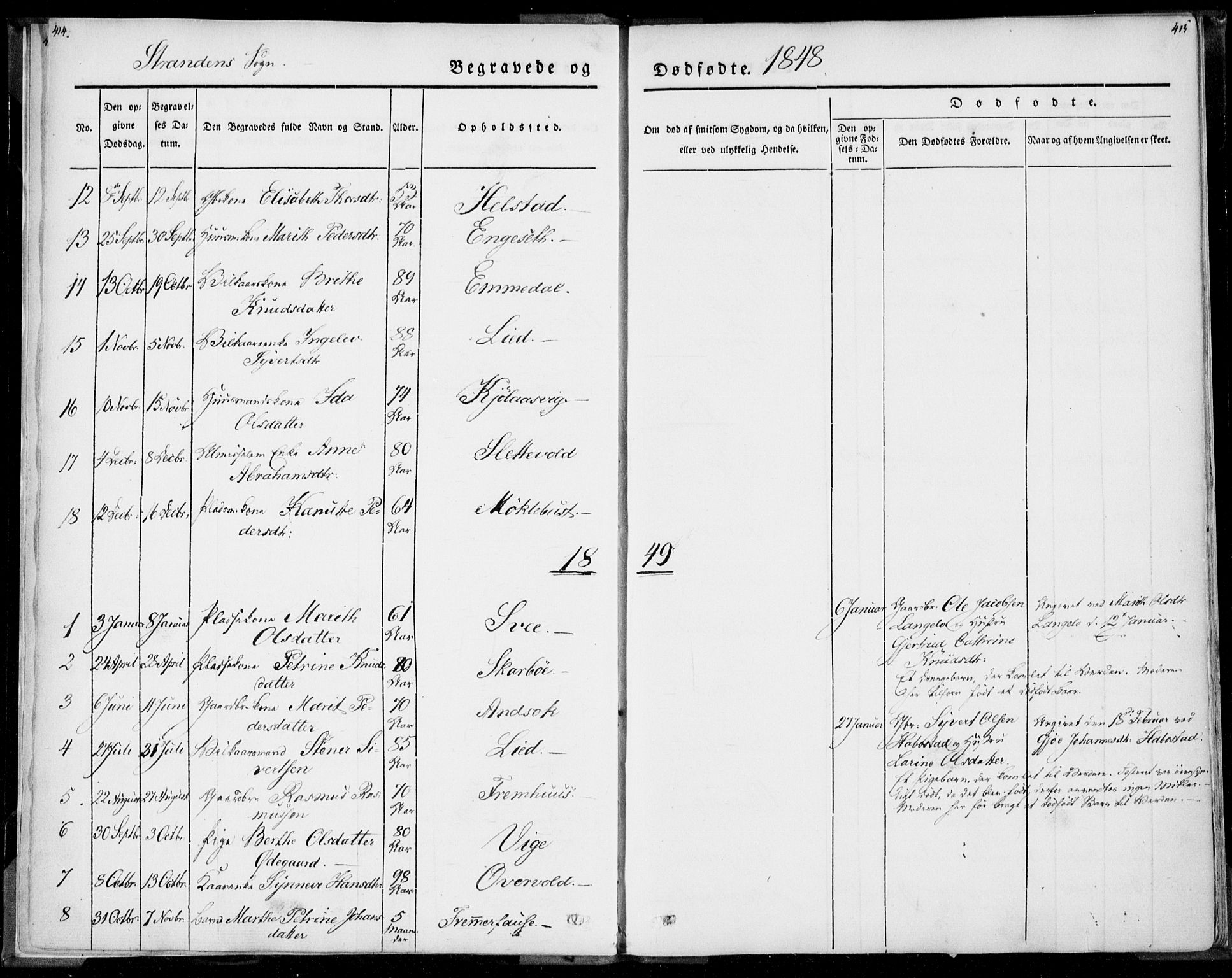 Ministerialprotokoller, klokkerbøker og fødselsregistre - Møre og Romsdal, SAT/A-1454/520/L0277: Parish register (official) no. 520A07, 1843-1861, p. 414-415