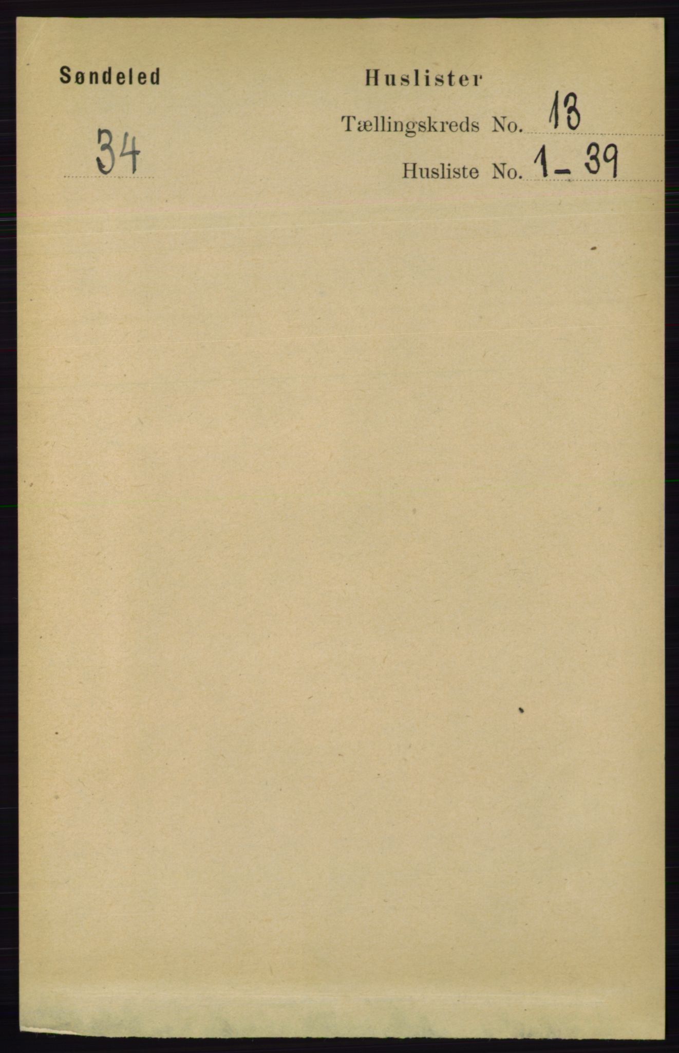RA, 1891 census for 0913 Søndeled, 1891, p. 3865