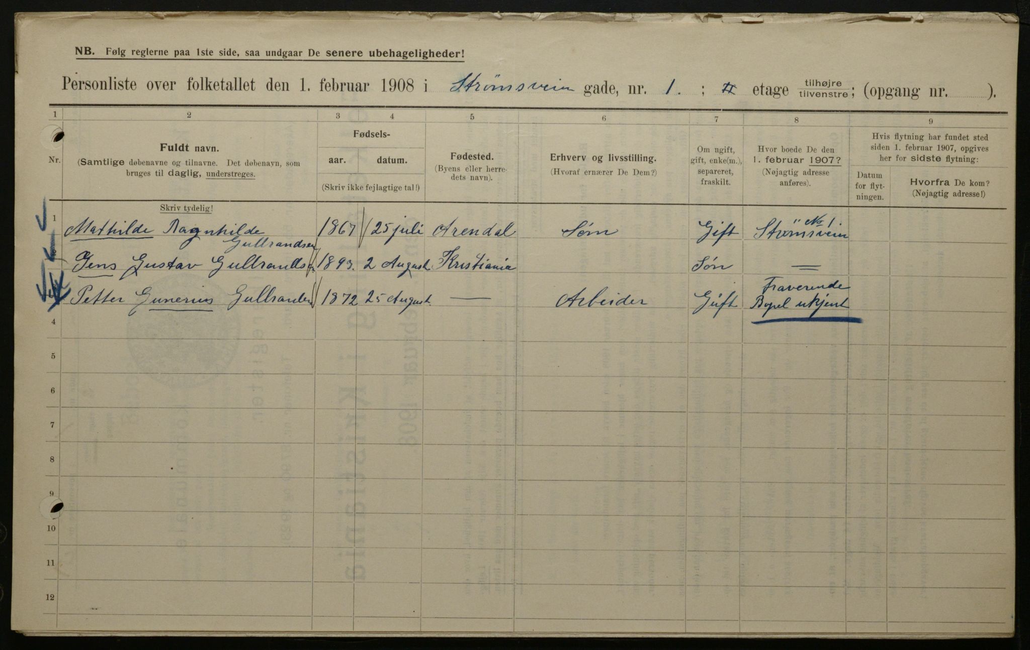 OBA, Municipal Census 1908 for Kristiania, 1908, p. 93489