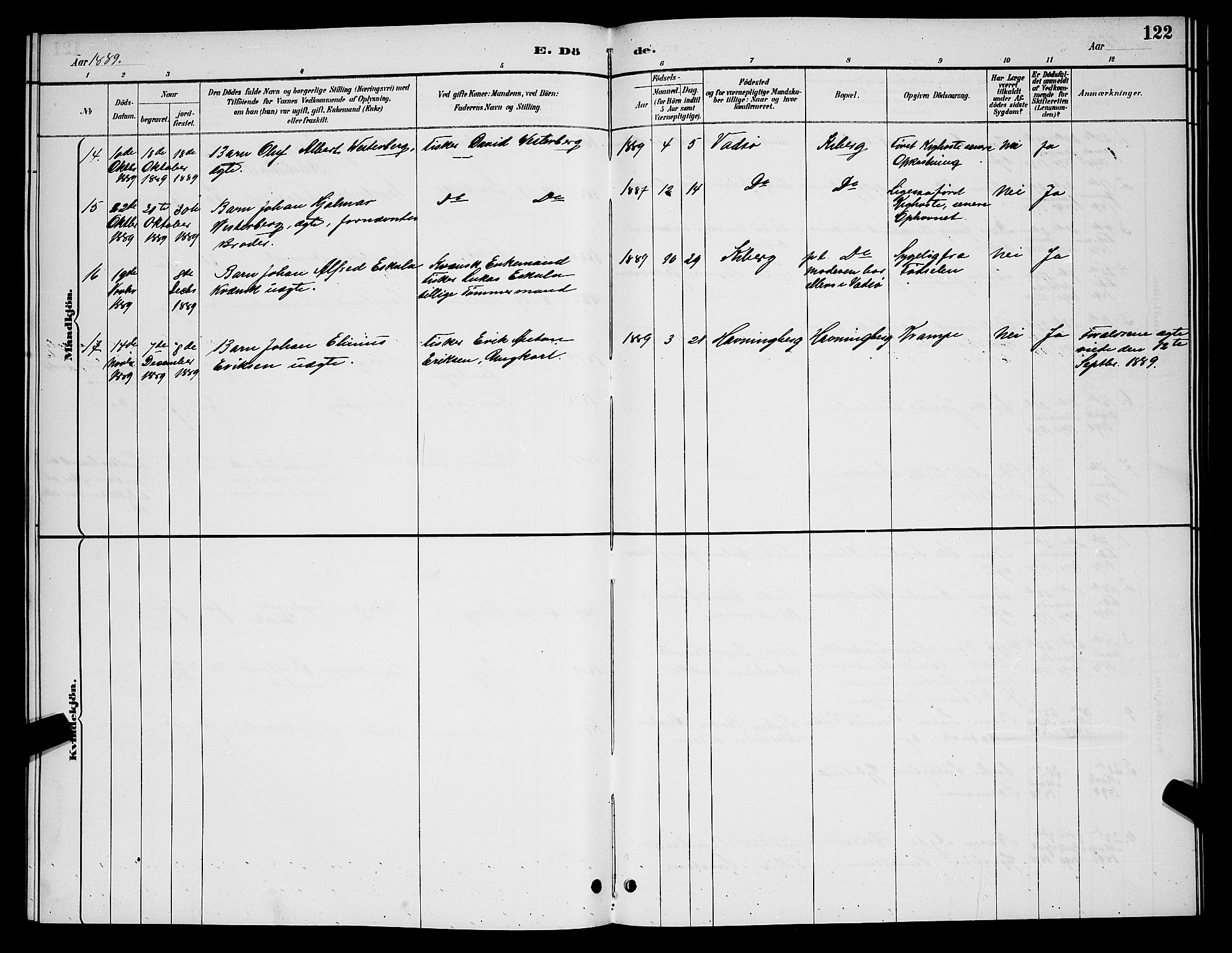 Vardø sokneprestkontor, SATØ/S-1332/H/Hb/L0007klokker: Parish register (copy) no. 7, 1887-1892, p. 122