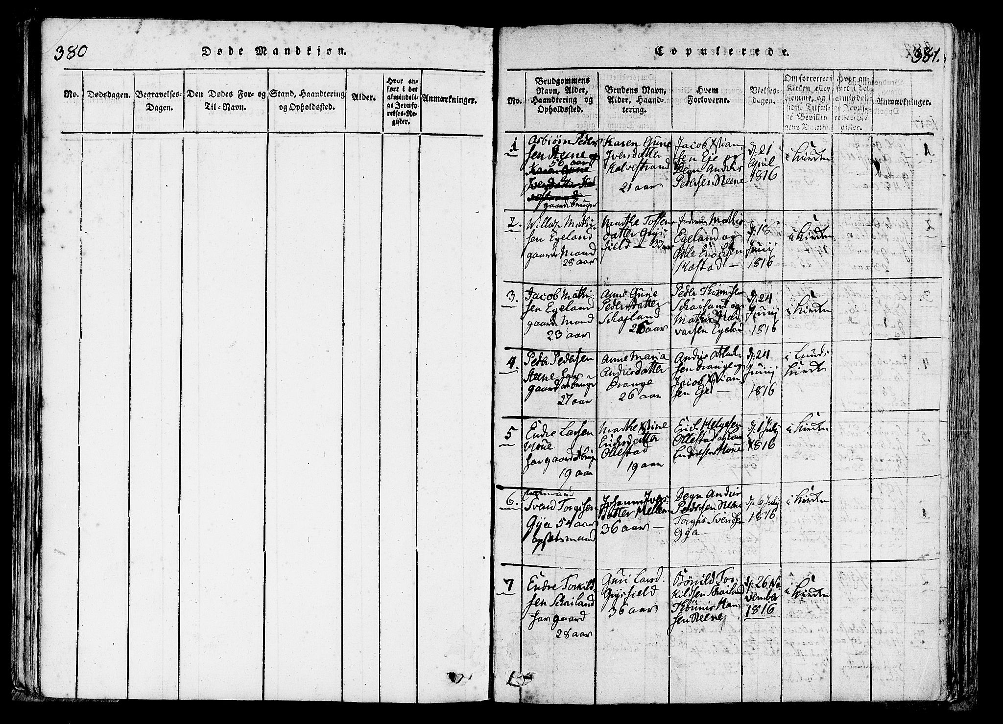 Lund sokneprestkontor, SAST/A-101809/S06/L0006: Parish register (official) no. A 6, 1816-1839, p. 380-381