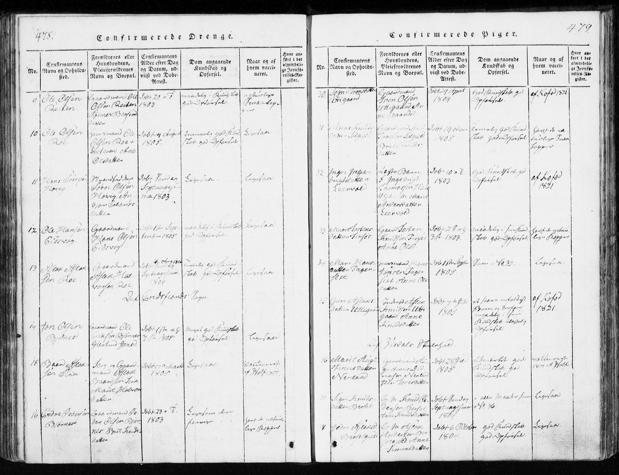 Ministerialprotokoller, klokkerbøker og fødselsregistre - Møre og Romsdal, AV/SAT-A-1454/551/L0623: Parish register (official) no. 551A03, 1818-1831, p. 478-479