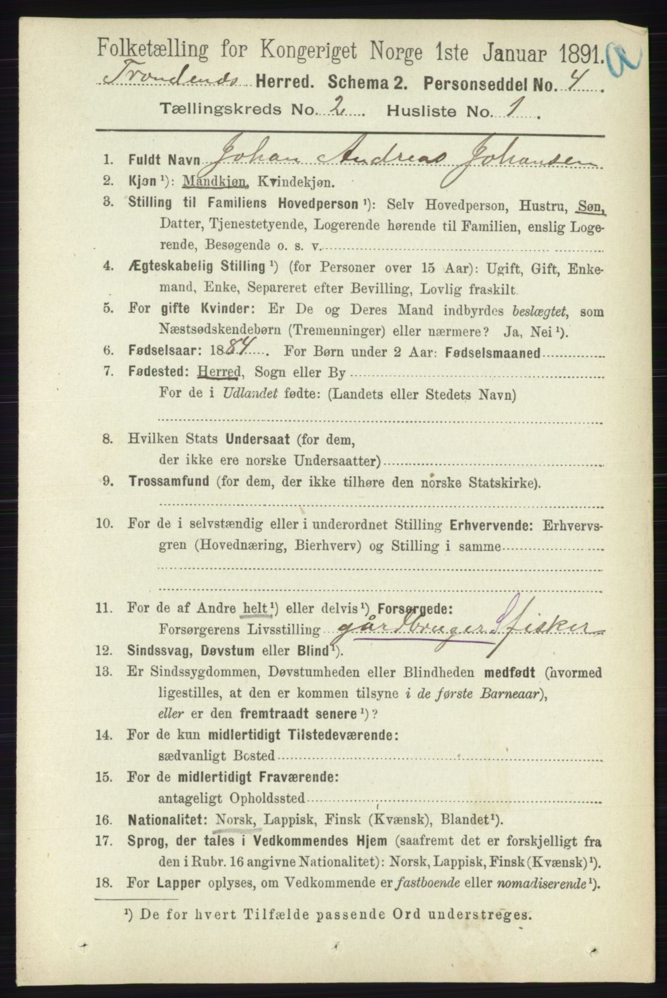 RA, 1891 census for 1914 Trondenes, 1891, p. 653