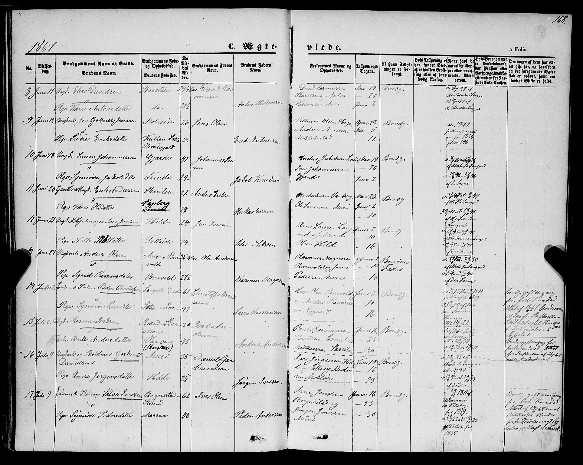 Innvik sokneprestembete, SAB/A-80501: Parish register (official) no. A 6, 1865-1878, p. 168