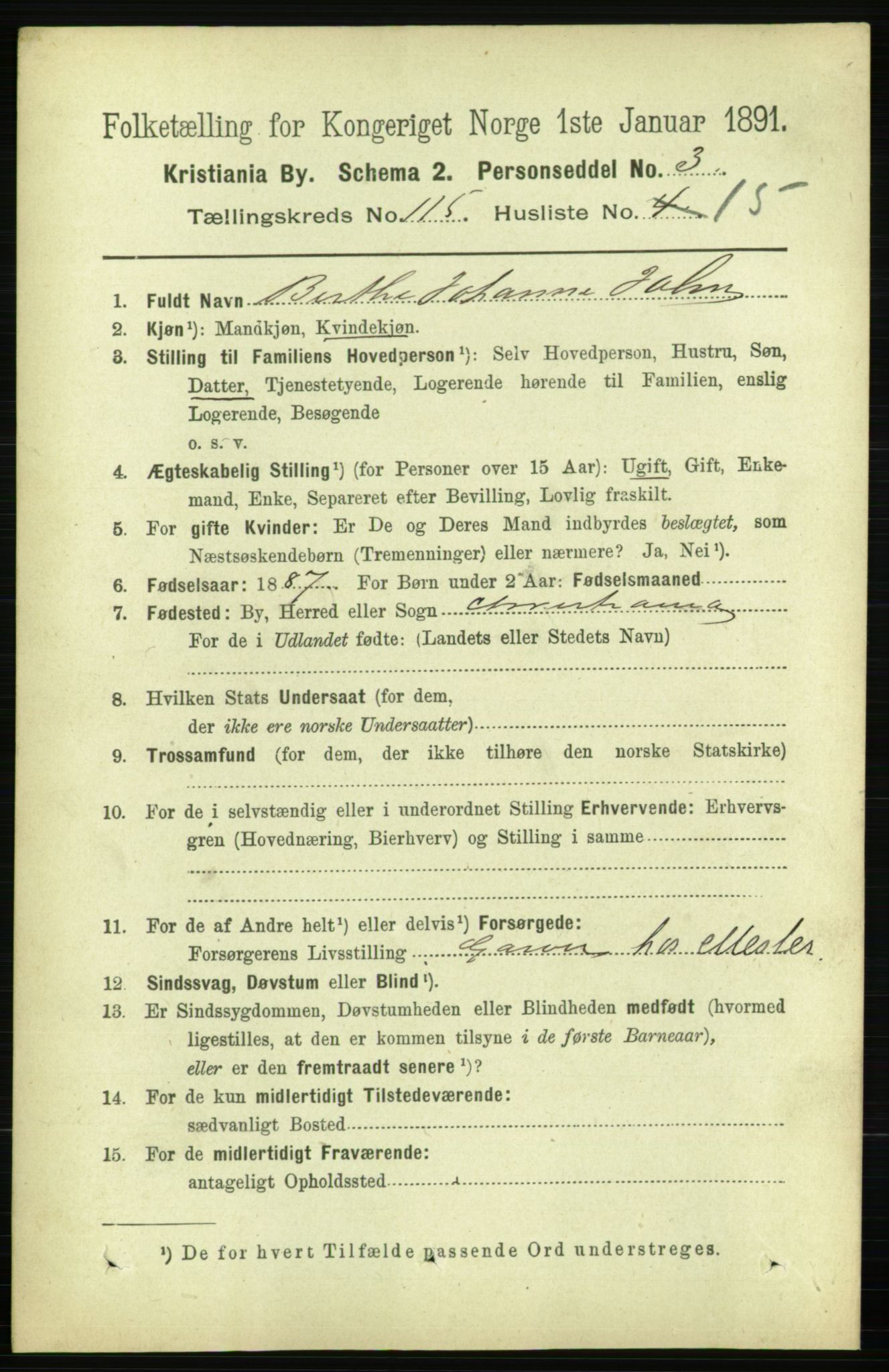 RA, 1891 census for 0301 Kristiania, 1891, p. 62140