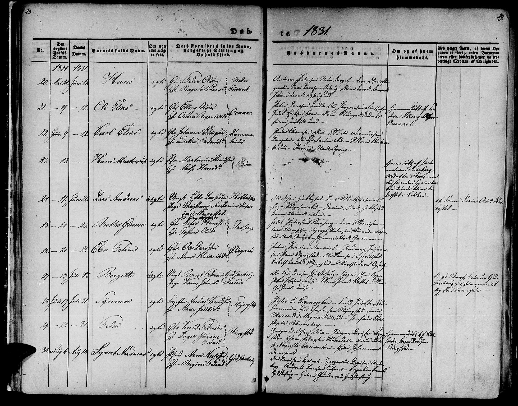 Ministerialprotokoller, klokkerbøker og fødselsregistre - Møre og Romsdal, AV/SAT-A-1454/520/L0274: Parish register (official) no. 520A04, 1827-1864, p. 28-29