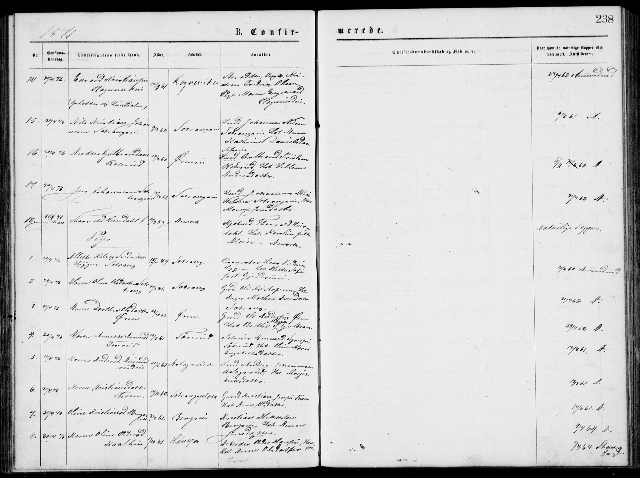 Norderhov kirkebøker, SAKO/A-237/G/Gb/L0001: Parish register (copy) no. II 1, 1876-1899, p. 238