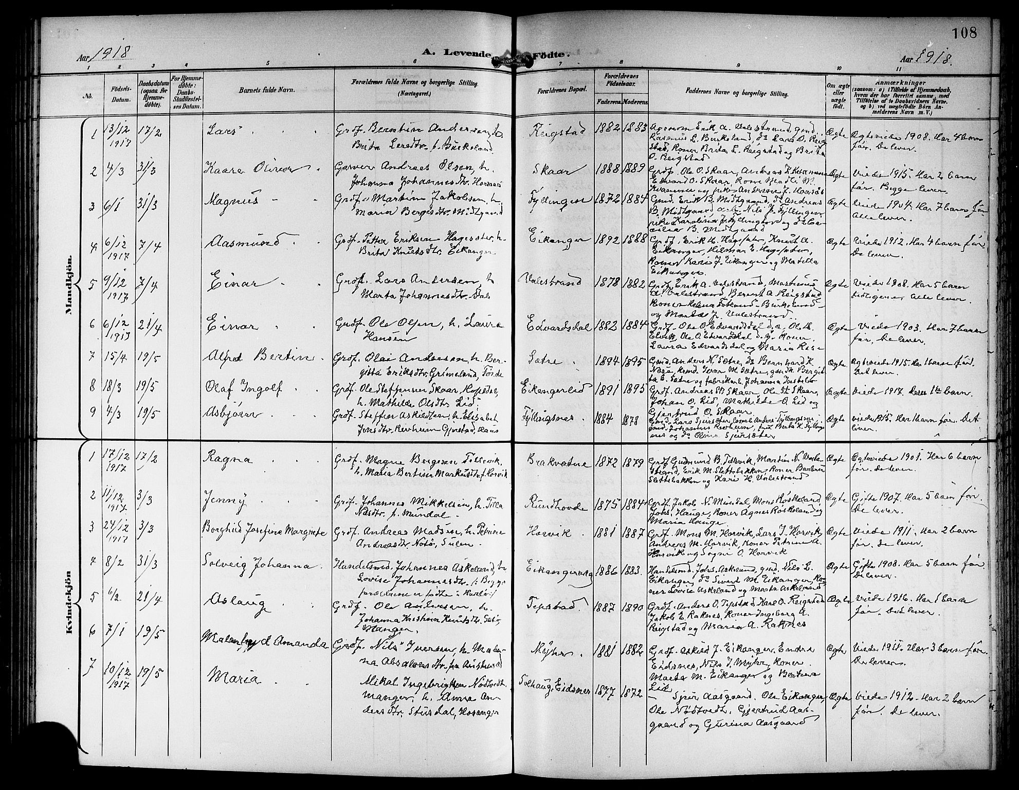 Hamre sokneprestembete, SAB/A-75501/H/Ha/Hab: Parish register (copy) no. B 4, 1898-1919, p. 108