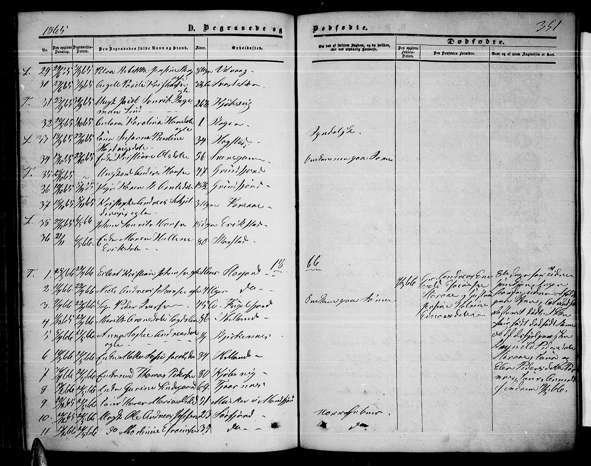 Ministerialprotokoller, klokkerbøker og fødselsregistre - Nordland, AV/SAT-A-1459/872/L1046: Parish register (copy) no. 872C02, 1852-1879, p. 351