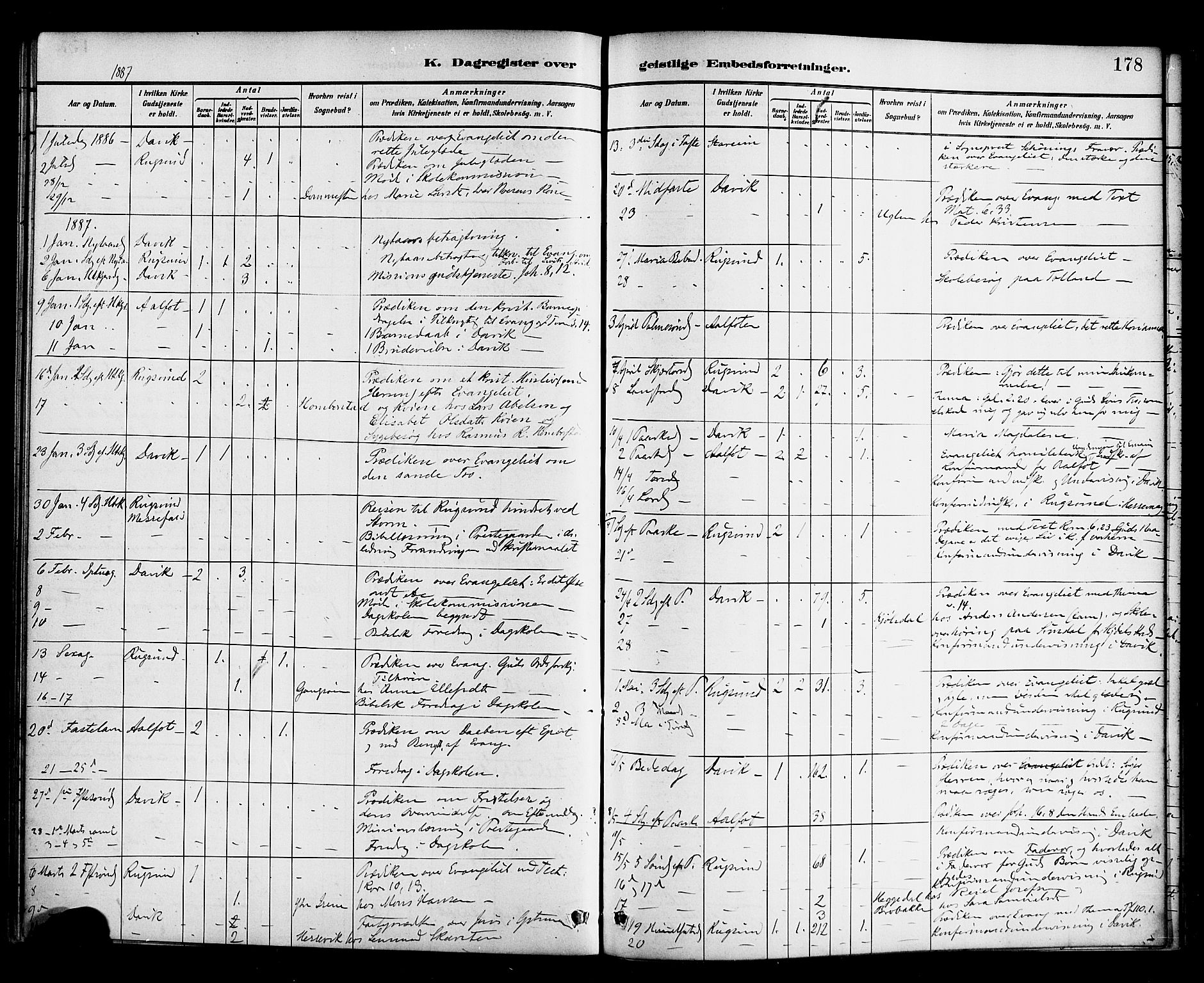 Davik sokneprestembete, AV/SAB-A-79701/H/Haa/Haab/L0001: Parish register (official) no. B 1, 1882-1900, p. 178