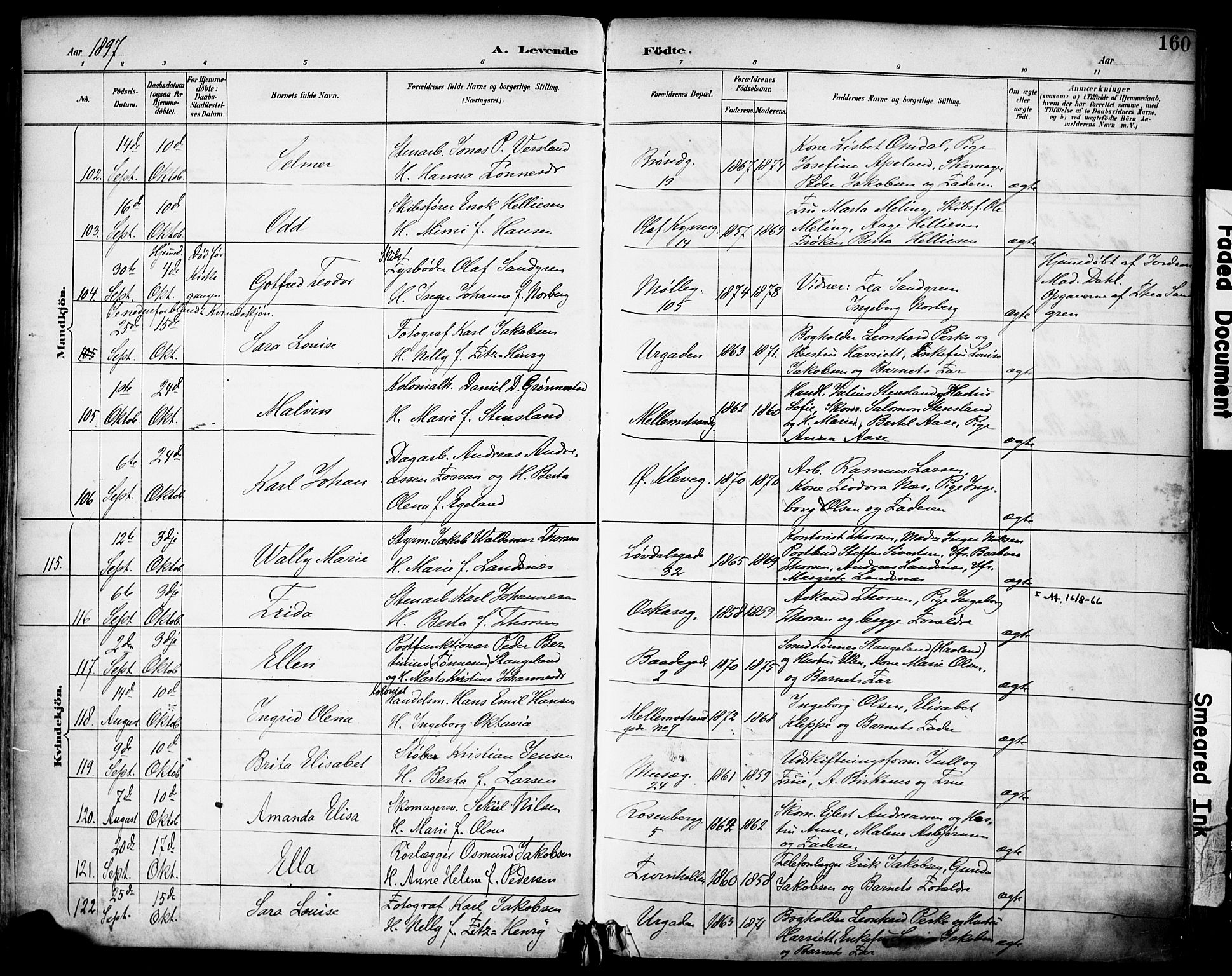 Domkirken sokneprestkontor, SAST/A-101812/001/30/30BA/L0030: Parish register (official) no. A 29, 1889-1902, p. 160