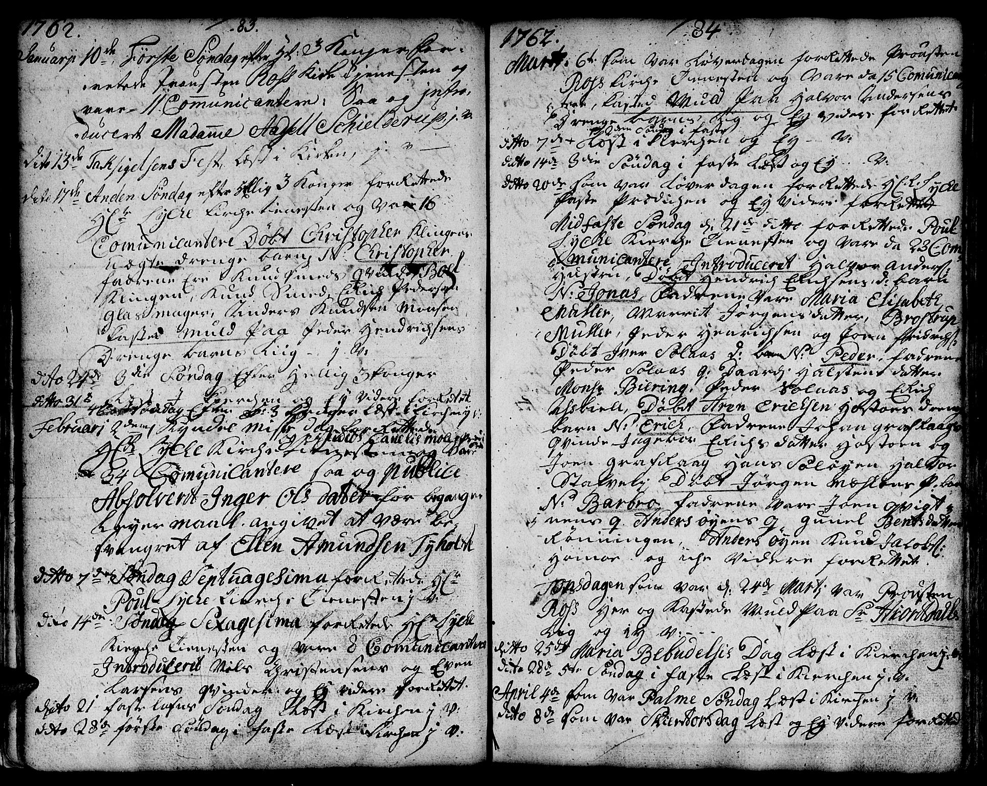 Ministerialprotokoller, klokkerbøker og fødselsregistre - Sør-Trøndelag, SAT/A-1456/671/L0840: Parish register (official) no. 671A02, 1756-1794, p. 83-84