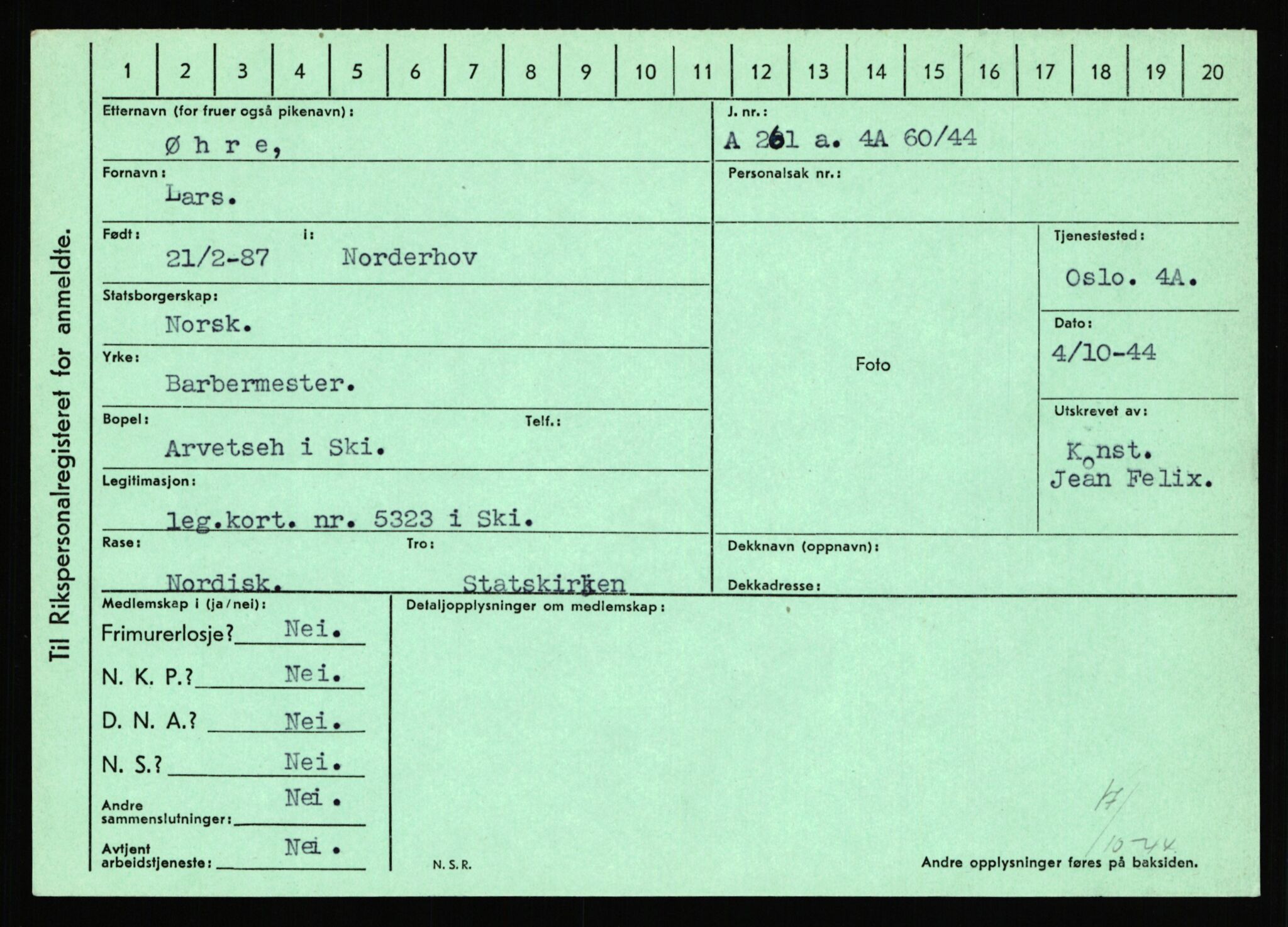 Statspolitiet - Hovedkontoret / Osloavdelingen, AV/RA-S-1329/C/Ca/L0016: Uberg - Øystese, 1943-1945, p. 3516