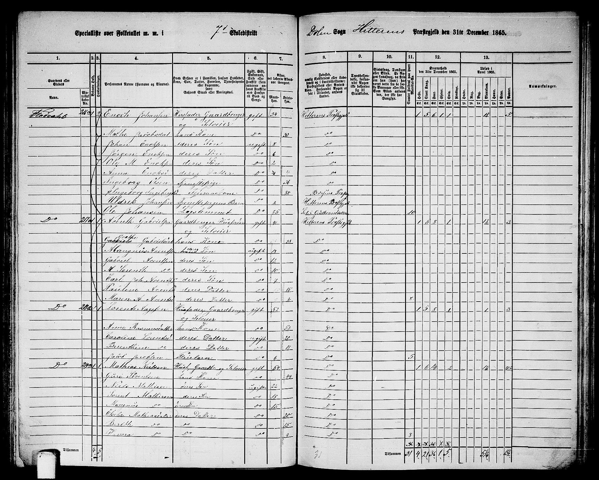 RA, 1865 census for Hitra, 1865, p. 176