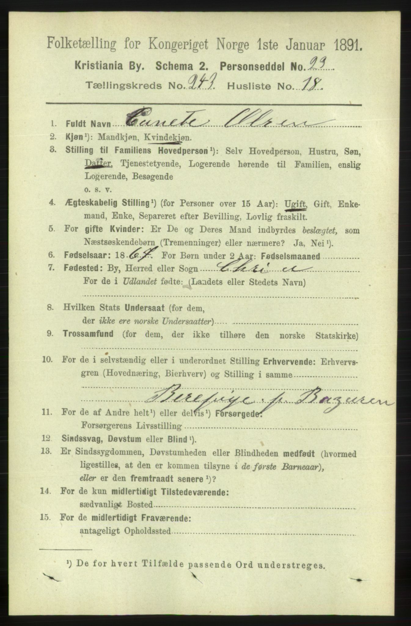 RA, 1891 census for 0301 Kristiania, 1891, p. 148184