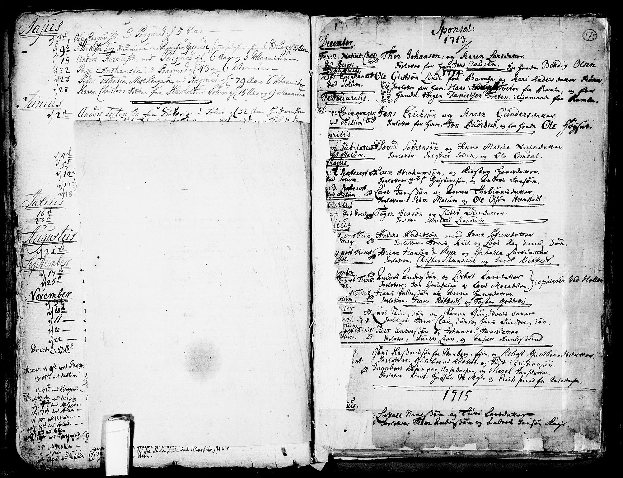 Solum kirkebøker, SAKO/A-306/F/Fa/L0002: Parish register (official) no. I 2, 1713-1761, p. 175