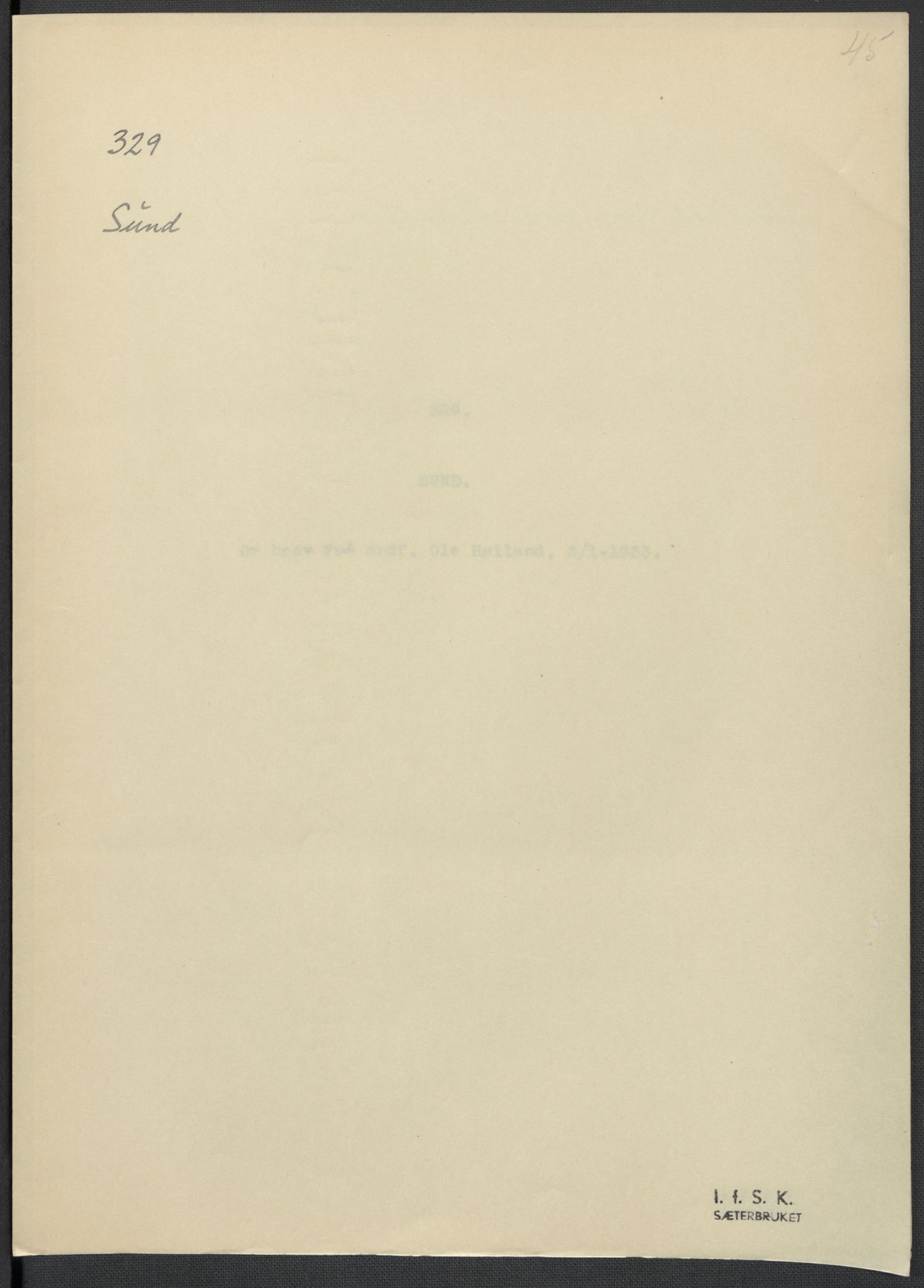 Instituttet for sammenlignende kulturforskning, AV/RA-PA-0424/F/Fc/L0010/0001: Eske B10: / Hordaland (perm XXV), 1932-1939, p. 45