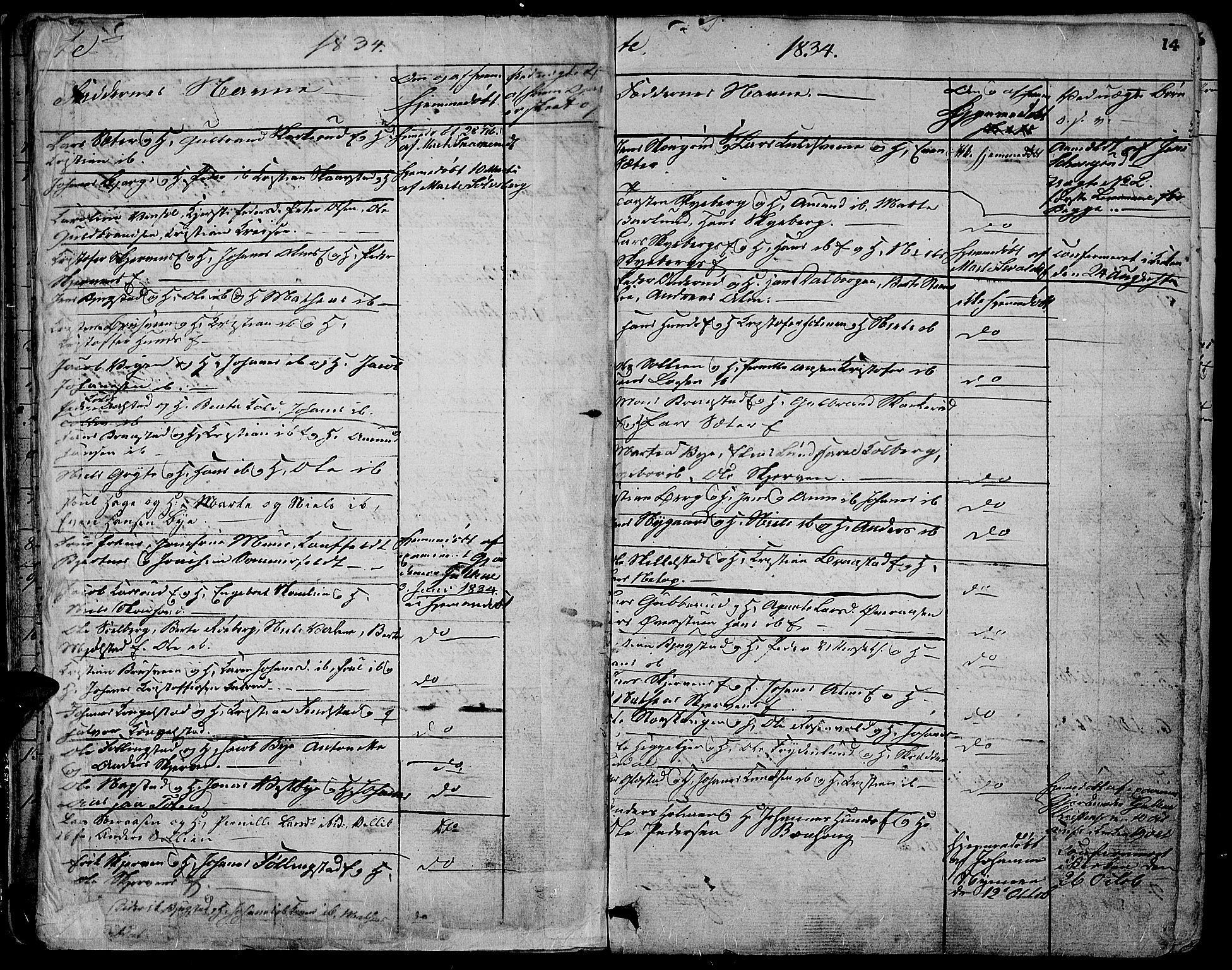 Vardal prestekontor, SAH/PREST-100/H/Ha/Hab/L0004: Parish register (copy) no. 4, 1831-1853, p. 14
