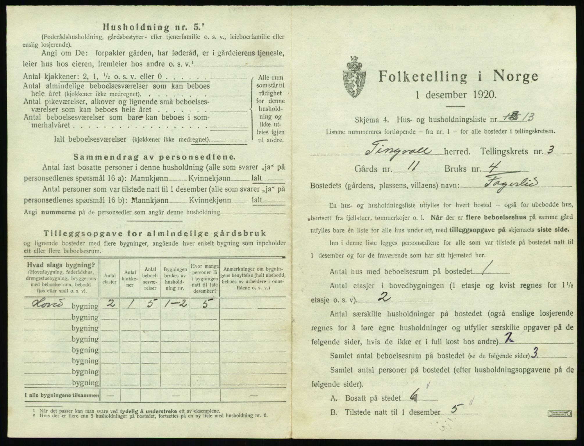 SAT, 1920 census for Tingvoll, 1920, p. 174