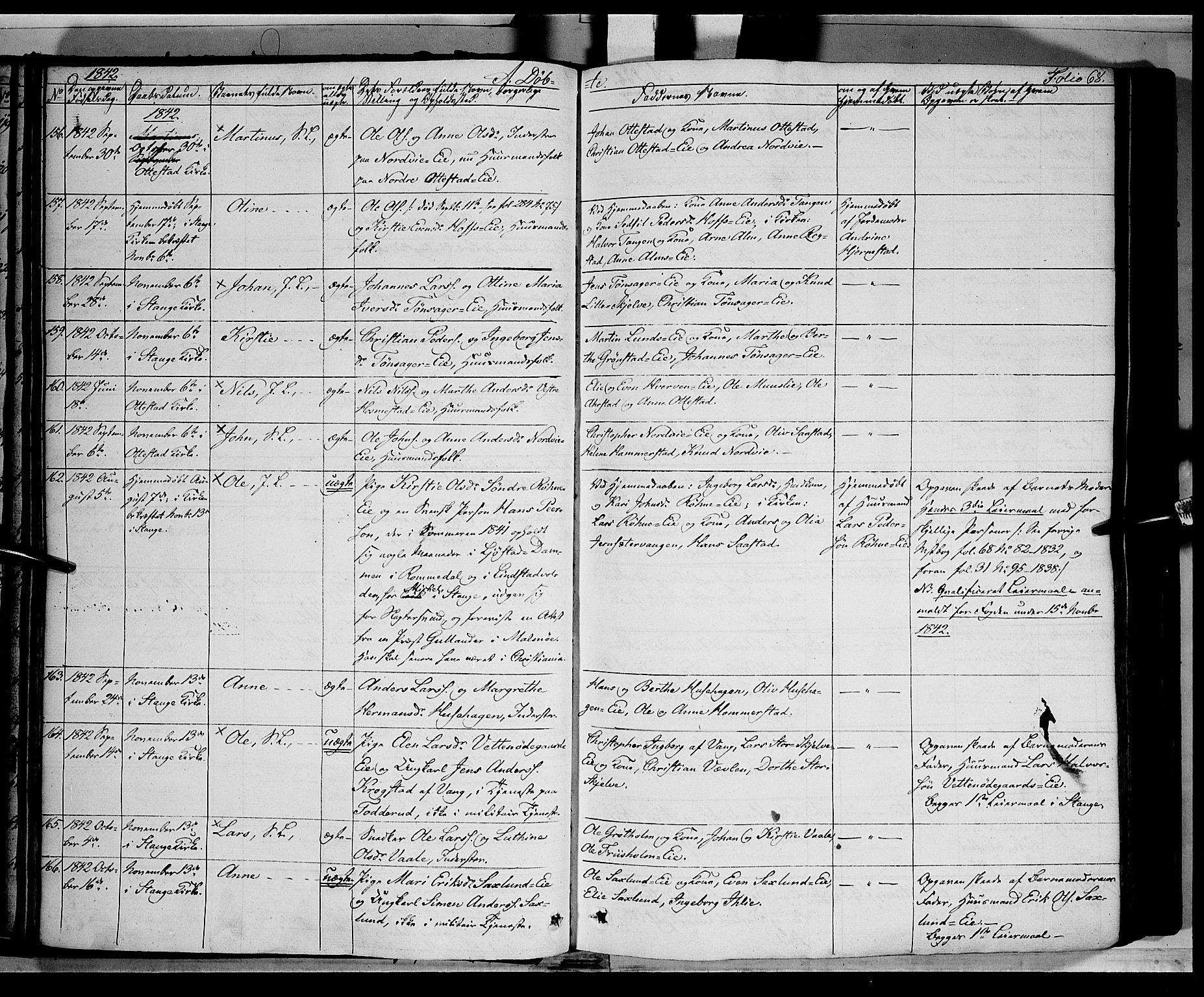 Stange prestekontor, SAH/PREST-002/K/L0010: Parish register (official) no. 10, 1835-1845, p. 68