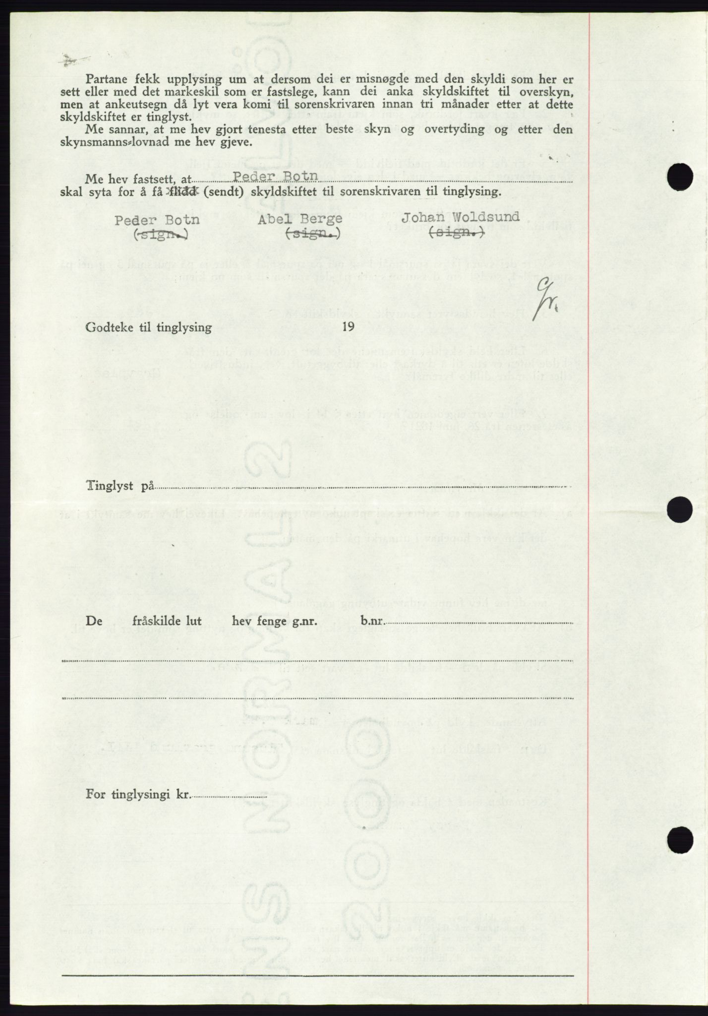 Søre Sunnmøre sorenskriveri, AV/SAT-A-4122/1/2/2C/L0077: Mortgage book no. 3A, 1945-1946, Diary no: : 648/1945